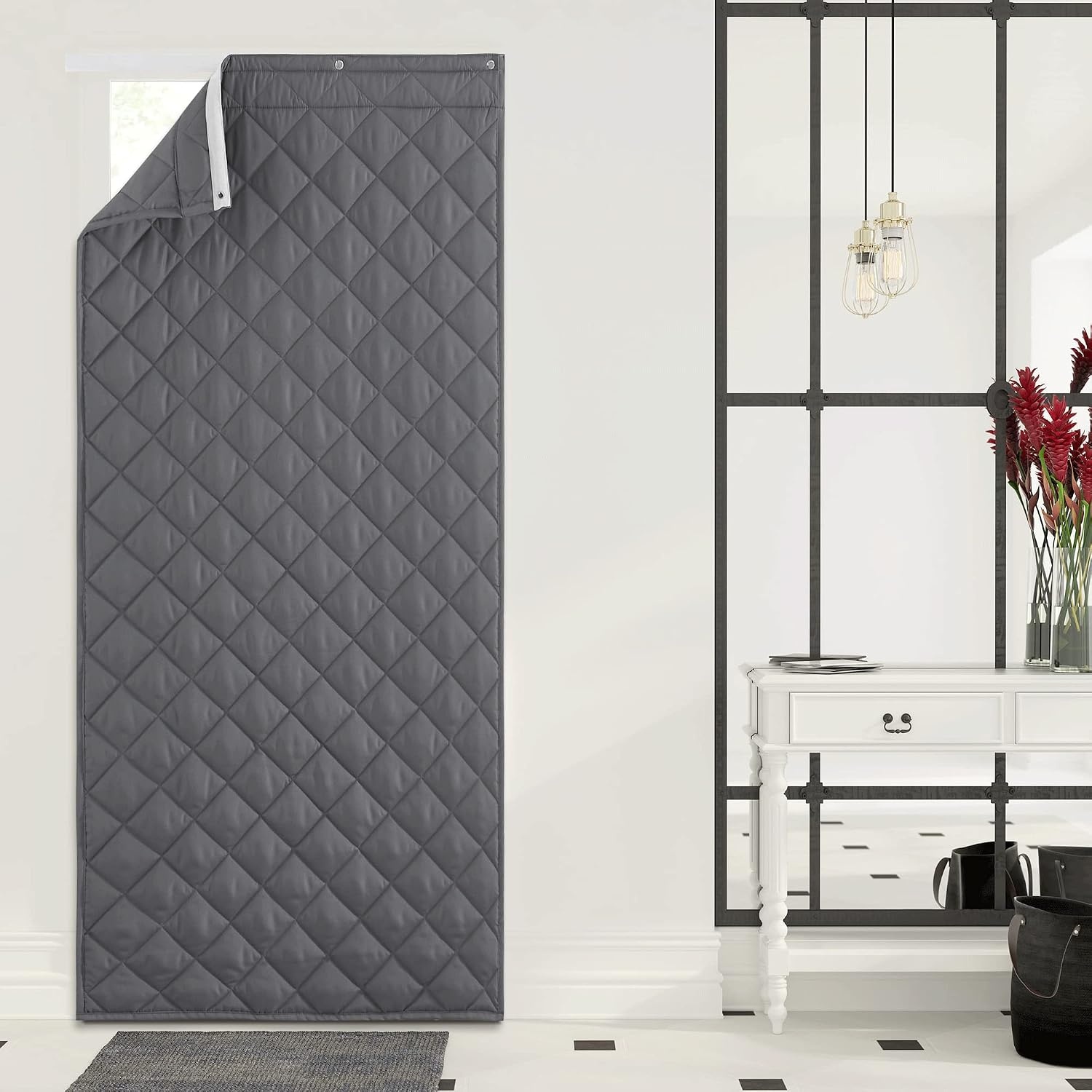 image:imageNICETOWN Grey Blackout French Door Curtain Thermal Insulated Window CoverGrey