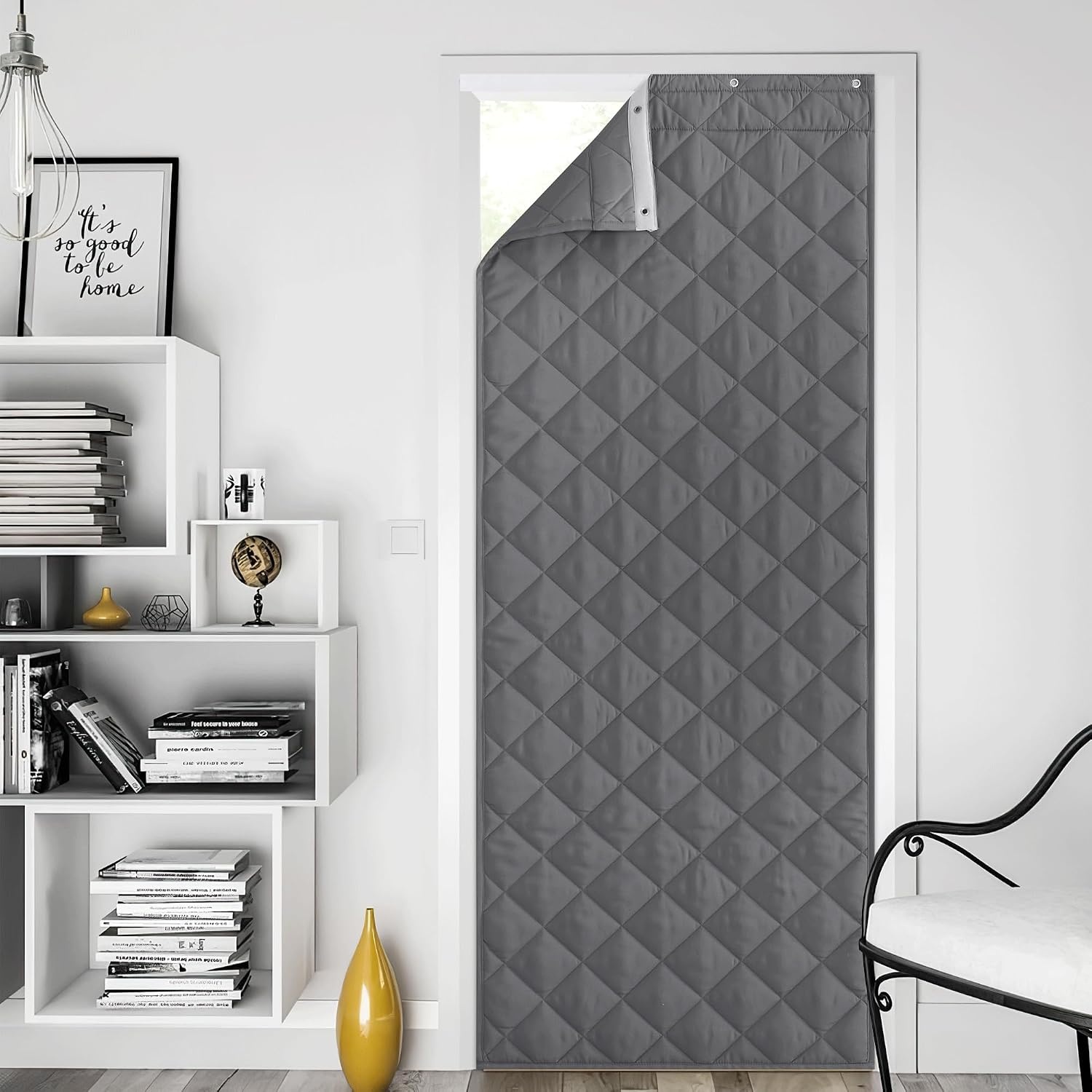 image:imageNICETOWN Grey Blackout French Door Curtain Thermal Insulated Window CoverGrey