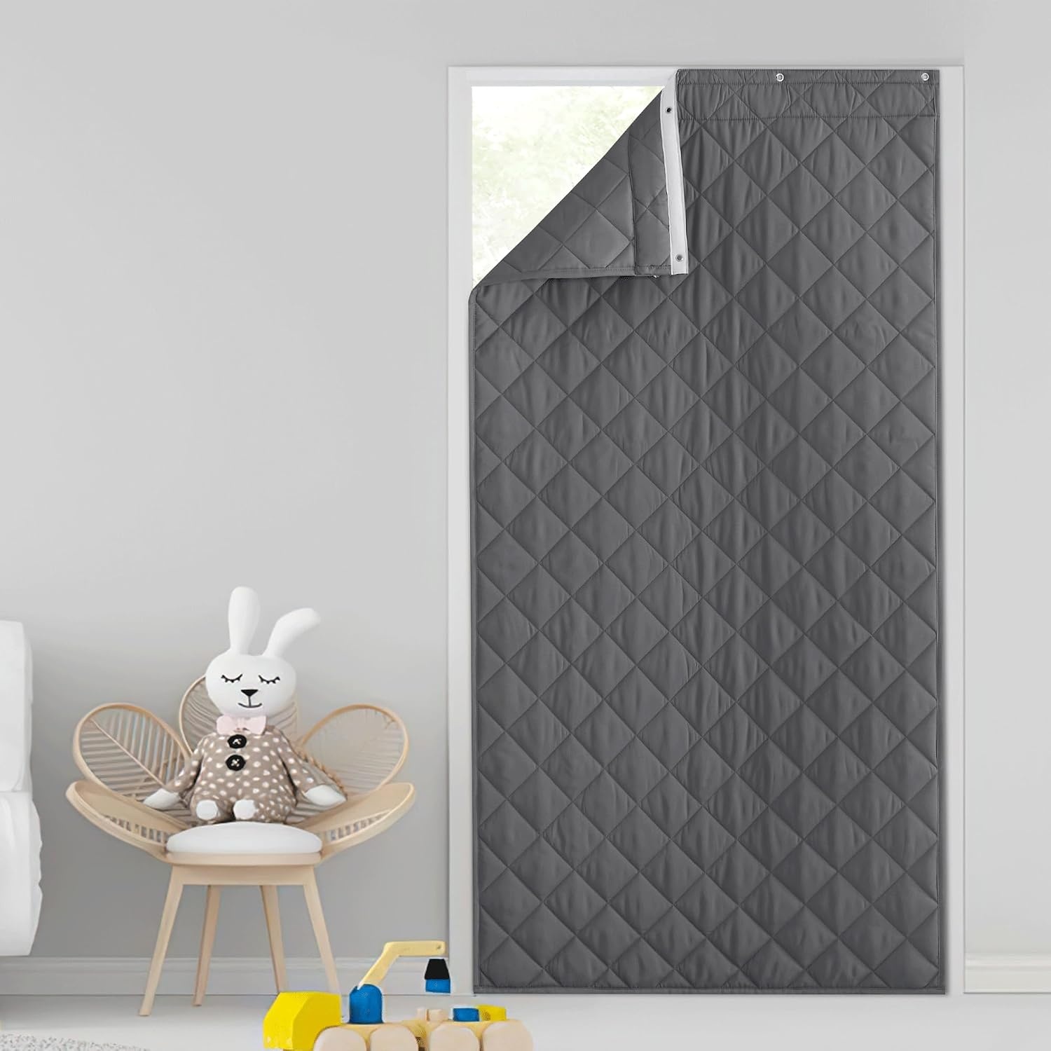 image:imageNICETOWN Grey Blackout French Door Curtain Thermal Insulated Window CoverGrey