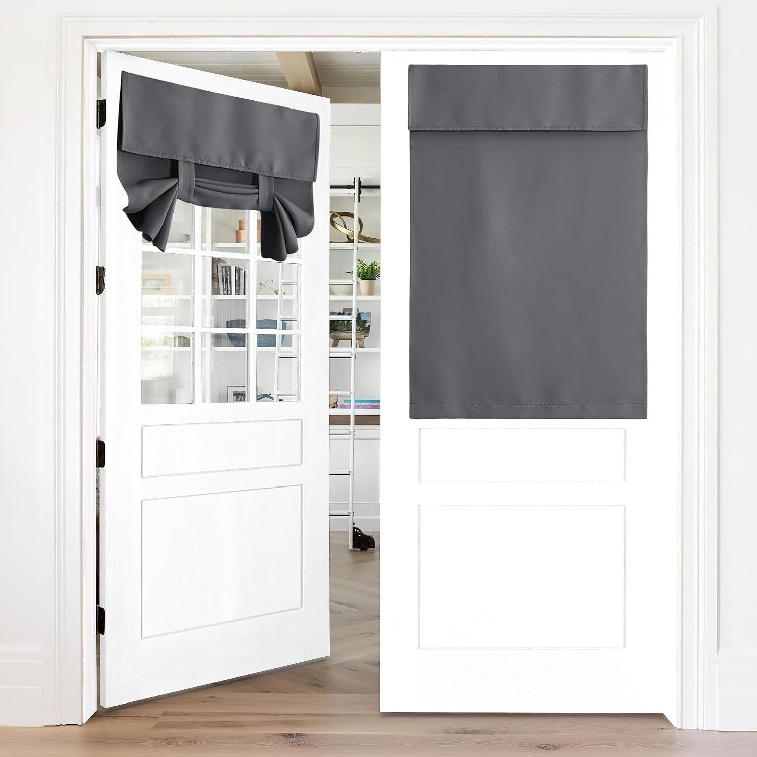 image:imageNICETOWN Grey Blackout French Door Curtain Thermal Insulated Window CoverGrey