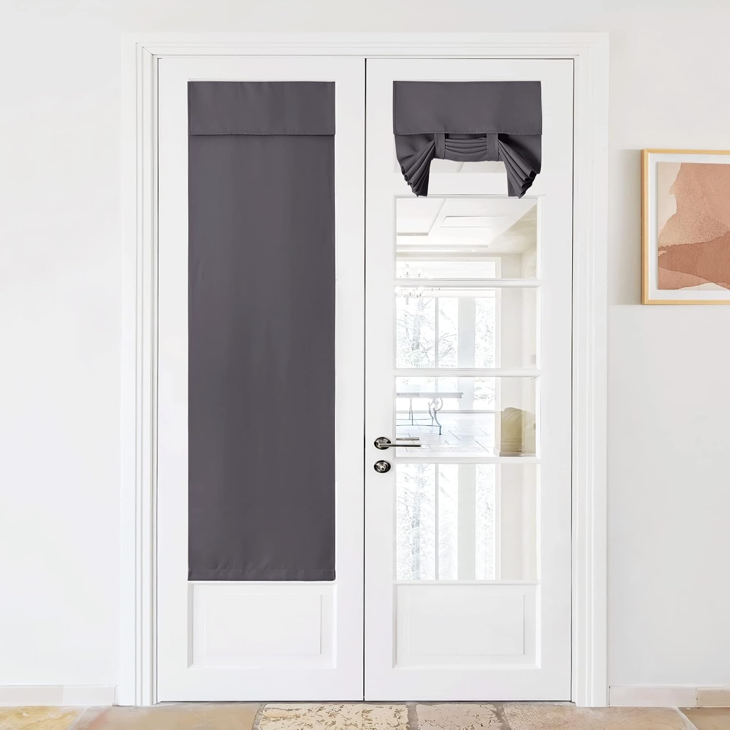 image:imageNICETOWN Grey Blackout French Door Curtain Thermal Insulated Window CoverGrey