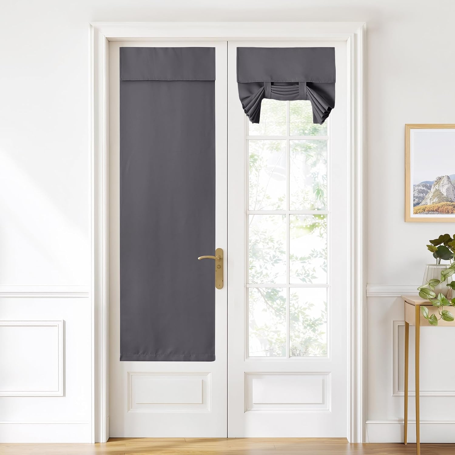 image:imageNICETOWN Grey Blackout French Door Curtain Thermal Insulated Window CoverGrey
