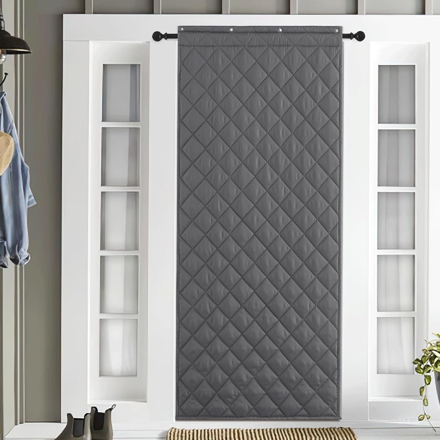 image:imageNICETOWN Grey Blackout French Door Curtain Thermal Insulated Window CoverGrey