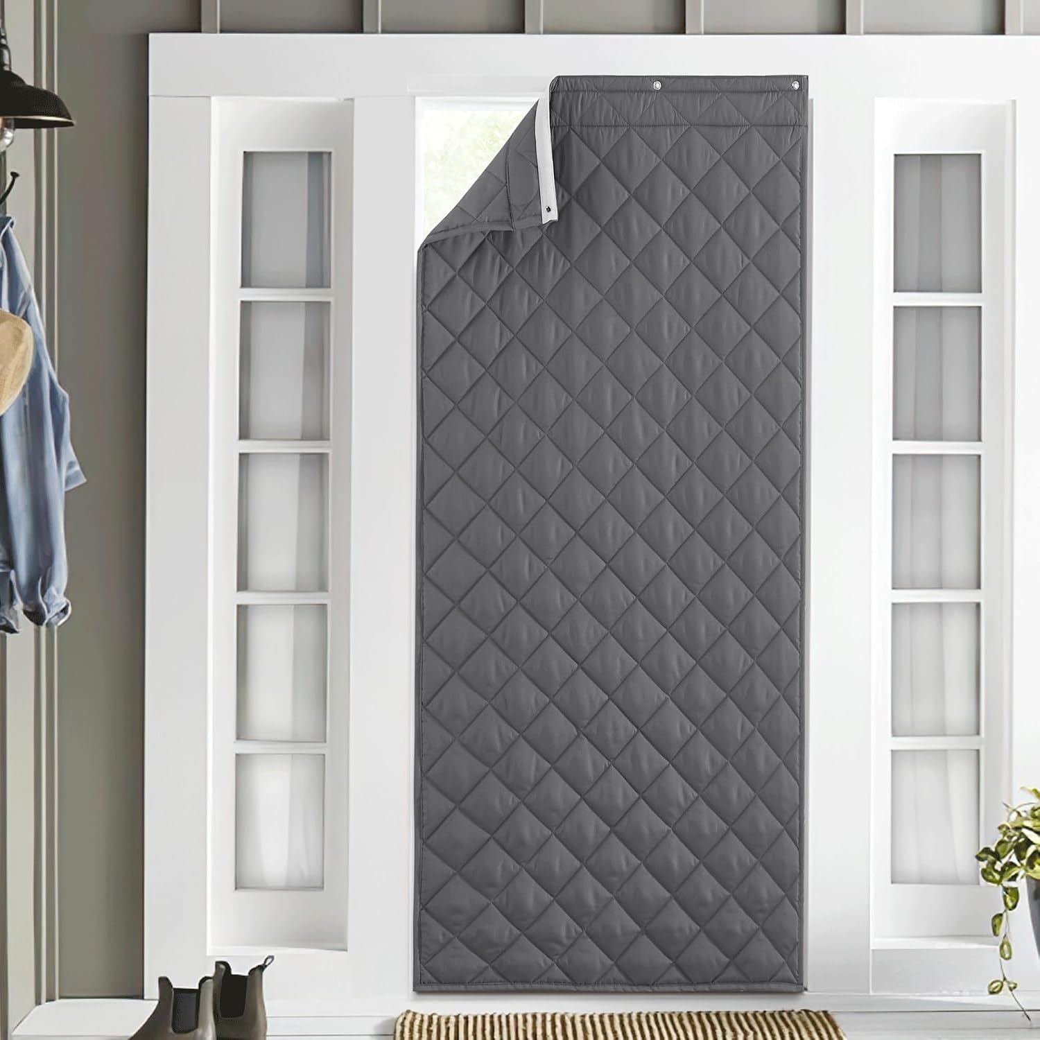 image:imageNICETOWN Grey Blackout French Door Curtain Thermal Insulated Window CoverGrey