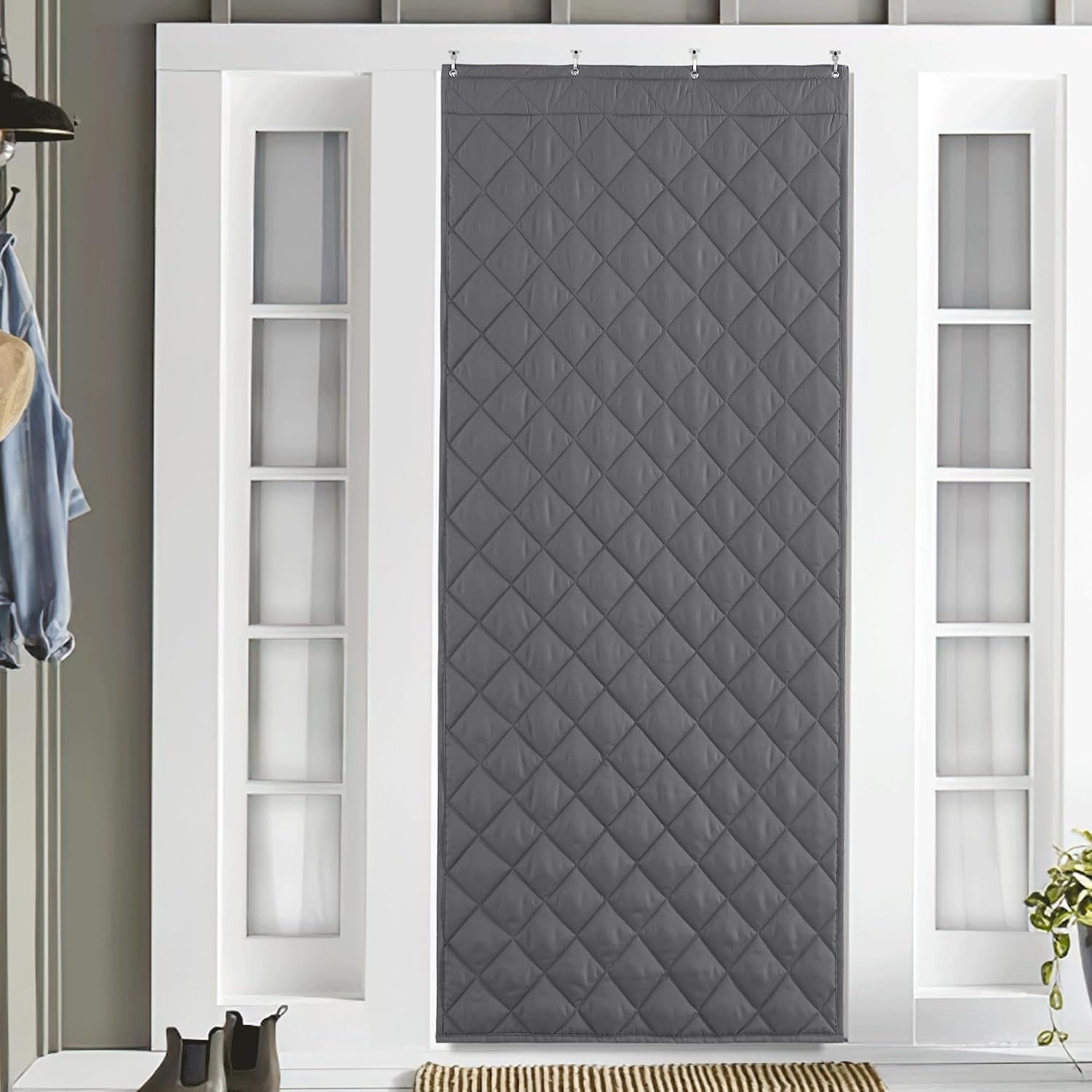 image:imageNICETOWN Grey Blackout French Door Curtain Thermal Insulated Window CoverGrey