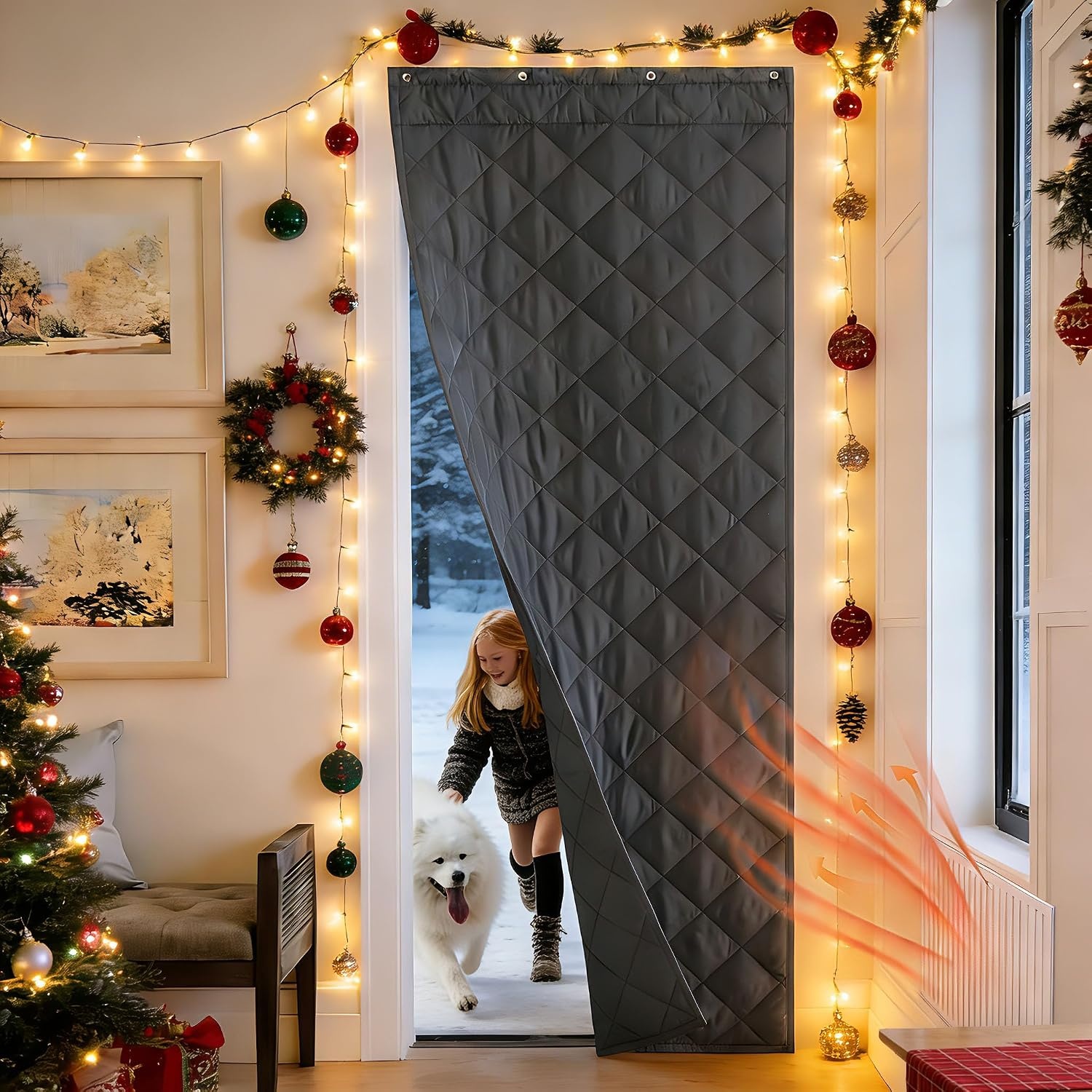 image:imageNICETOWN Grey Blackout French Door Curtain Thermal Insulated Window CoverGrey