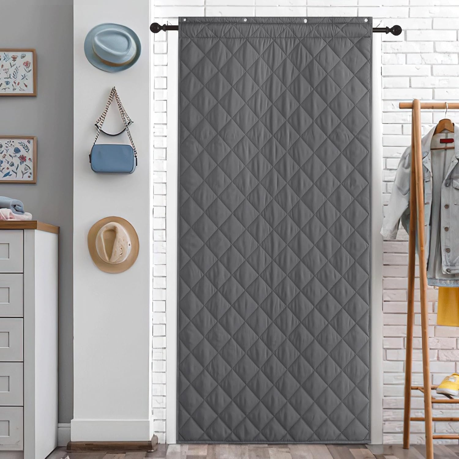 image:imageNICETOWN Grey Blackout French Door Curtain Thermal Insulated Window CoverGrey