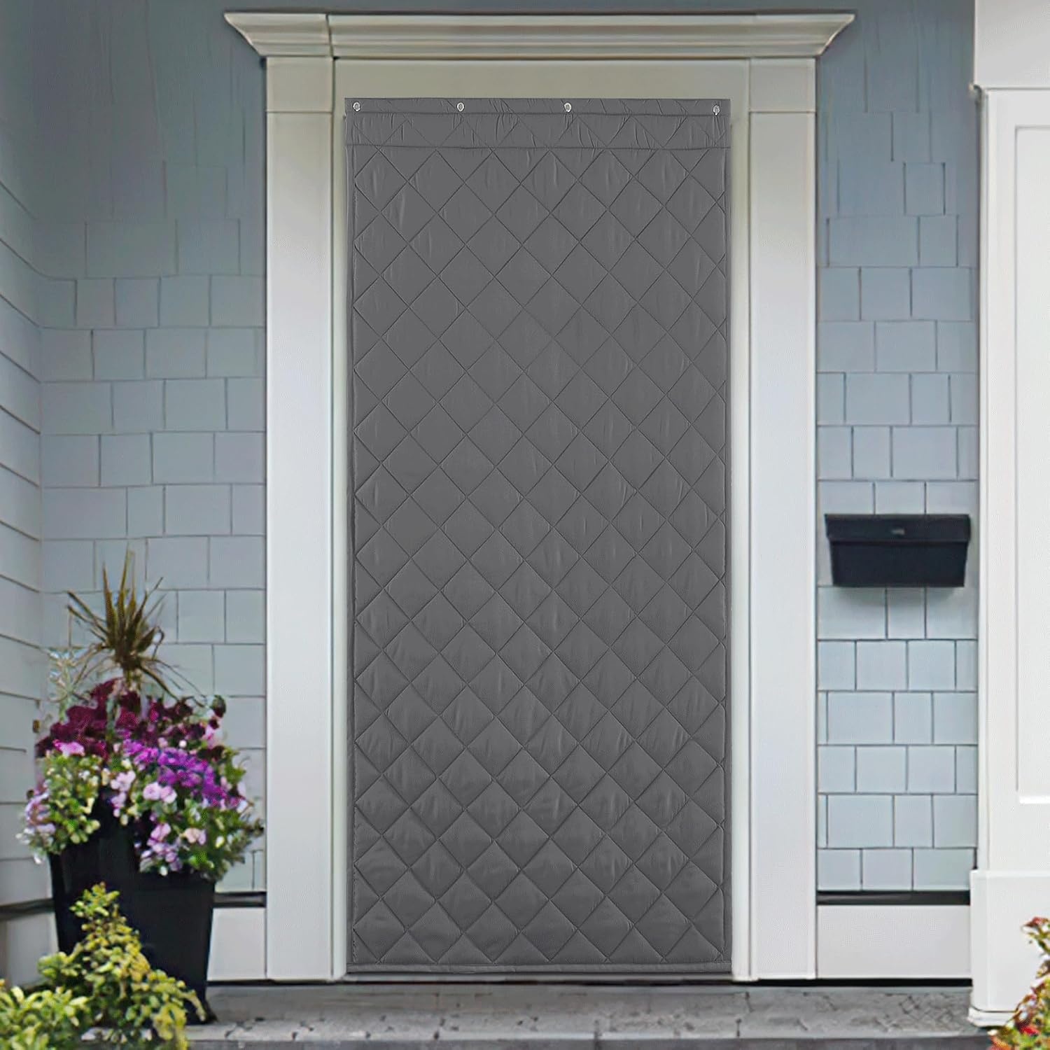 image:imageNICETOWN Grey Blackout French Door Curtain Thermal Insulated Window CoverGrey
