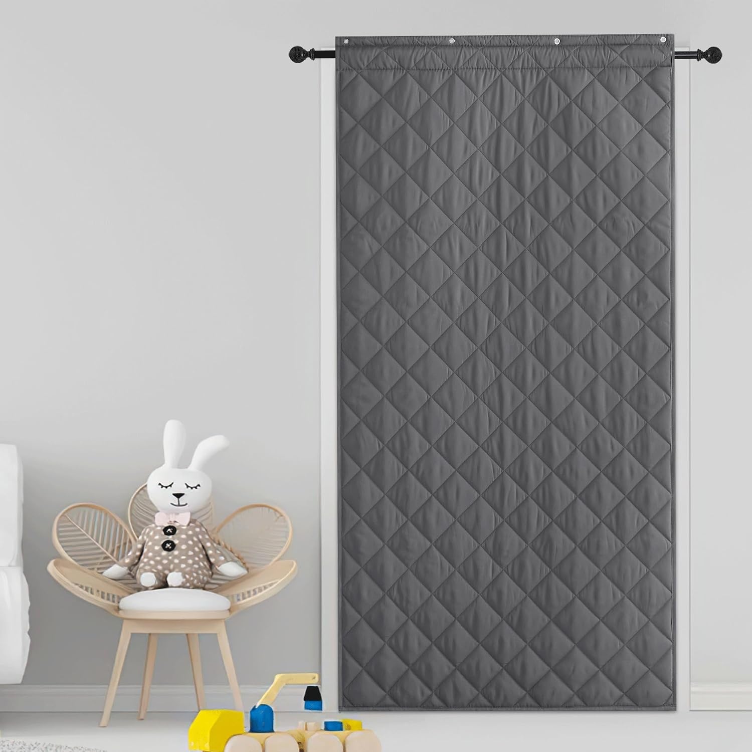 image:imageNICETOWN Grey Blackout French Door Curtain Thermal Insulated Window CoverGrey