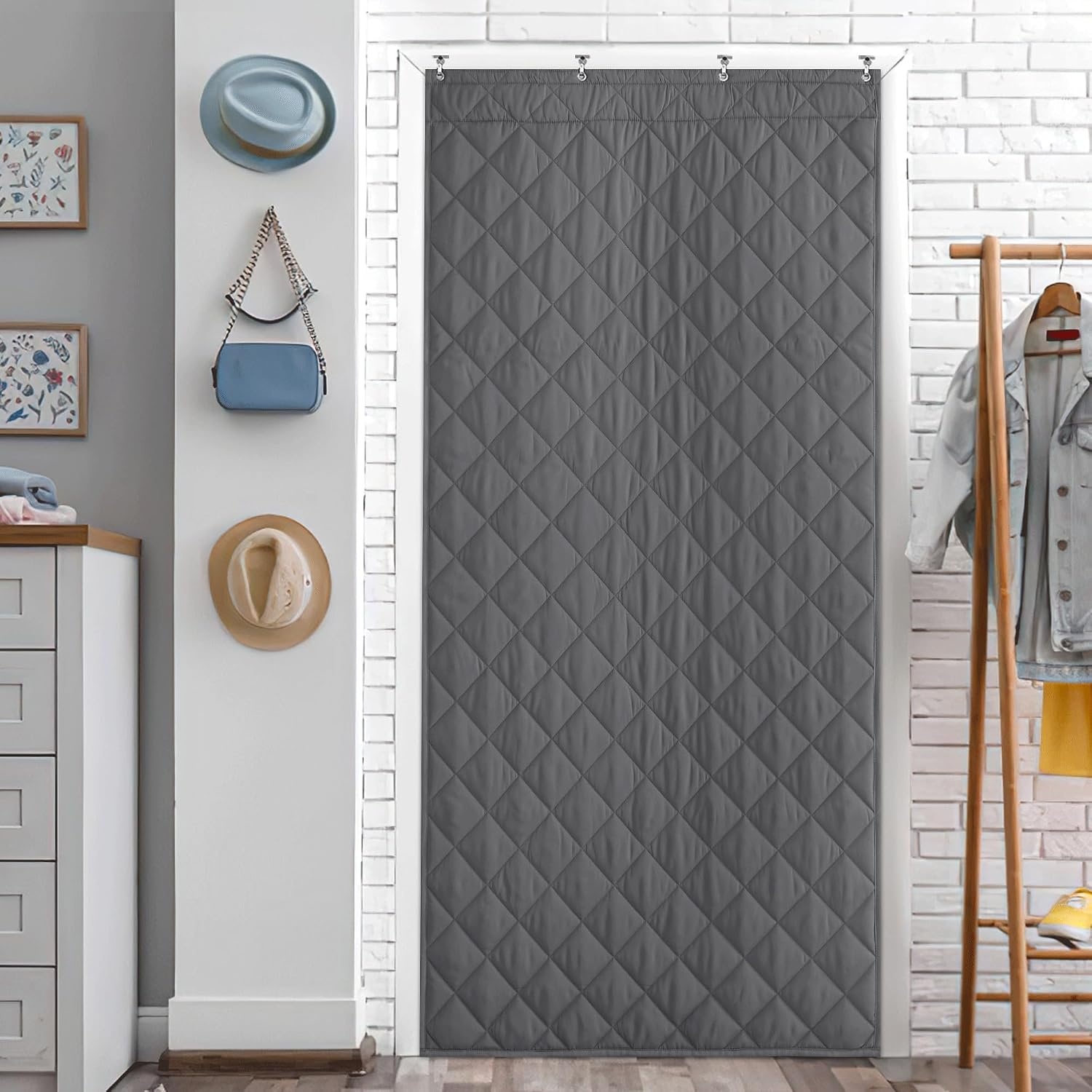image:imageNICETOWN Grey Blackout French Door Curtain Thermal Insulated Window CoverGrey