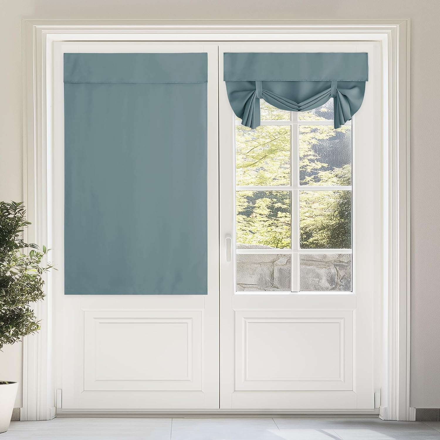 image:imageNICETOWN Grey Blackout French Door Curtain Thermal Insulated Window CoverGreyish Blue
