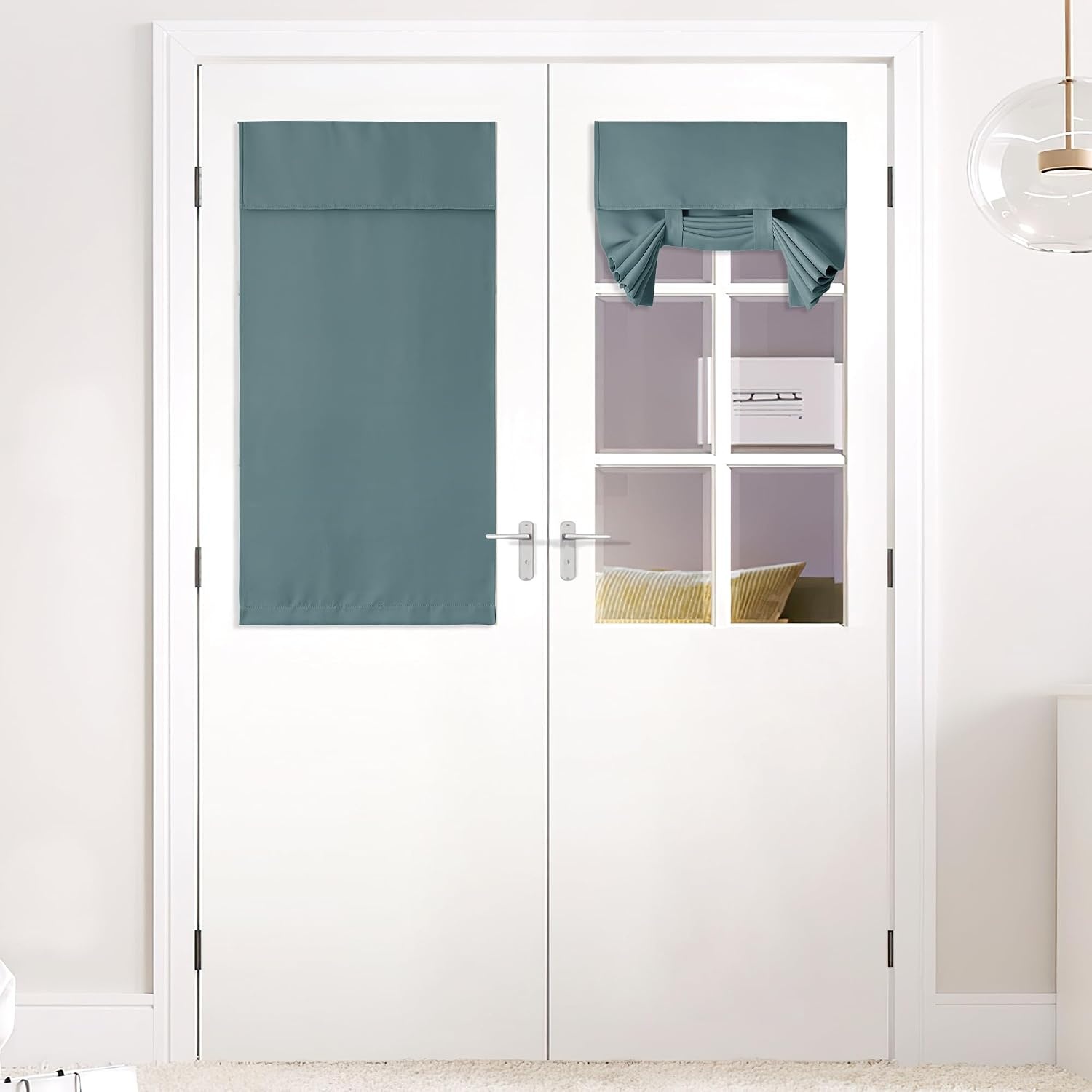 image:imageNICETOWN Grey Blackout French Door Curtain Thermal Insulated Window CoverGreyish Blue