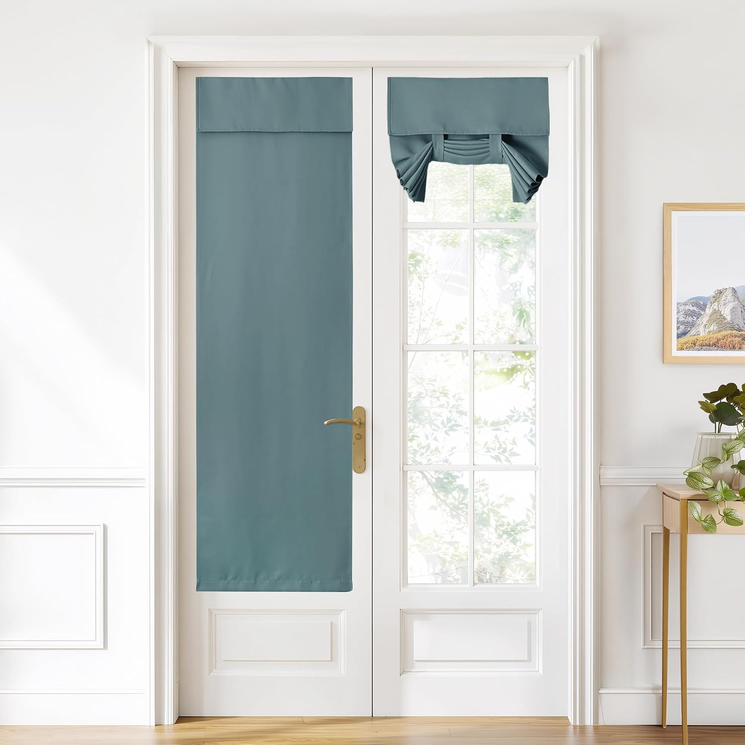 image:imageNICETOWN Grey Blackout French Door Curtain Thermal Insulated Window CoverGreyish Blue