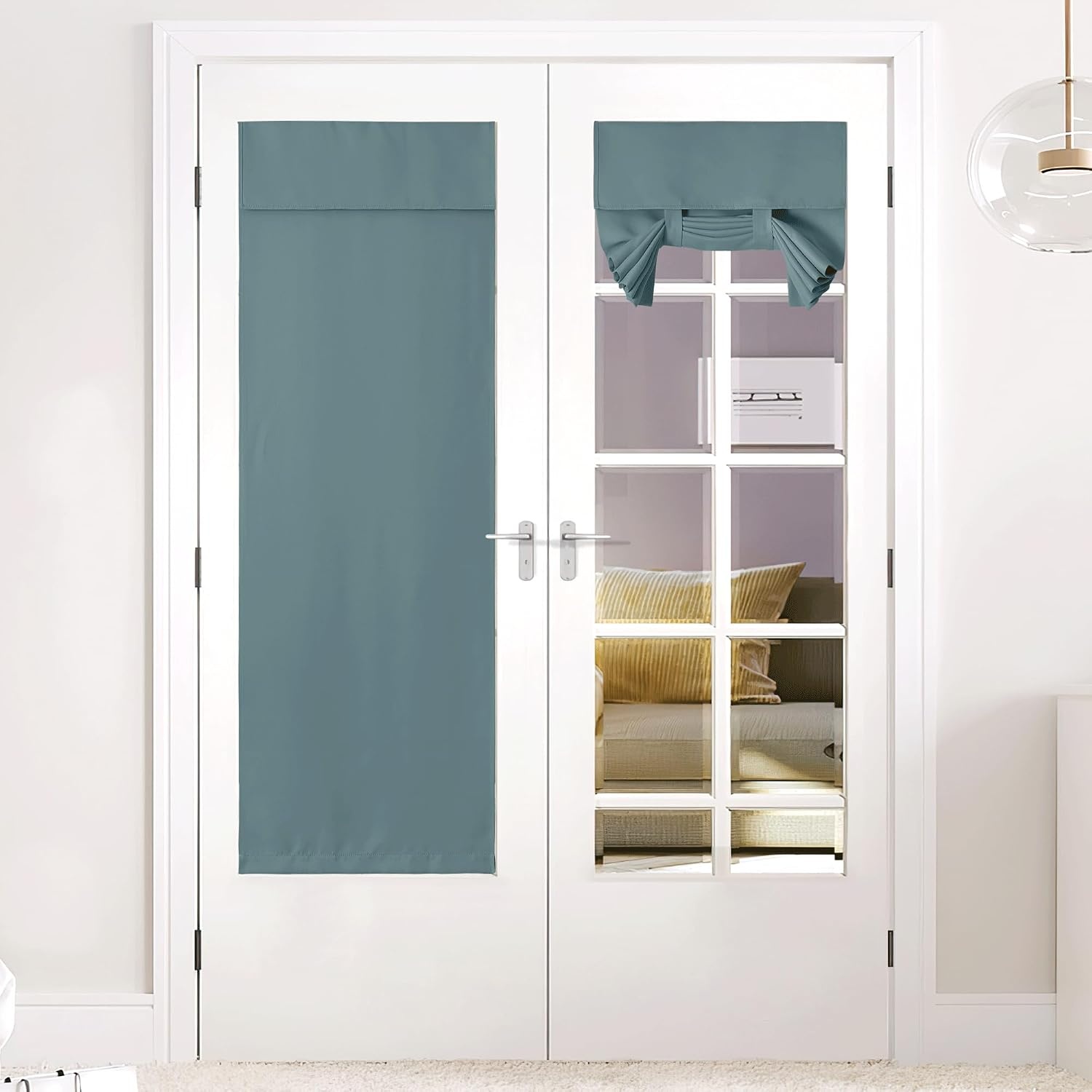 image:imageNICETOWN Grey Blackout French Door Curtain Thermal Insulated Window CoverGreyish Blue