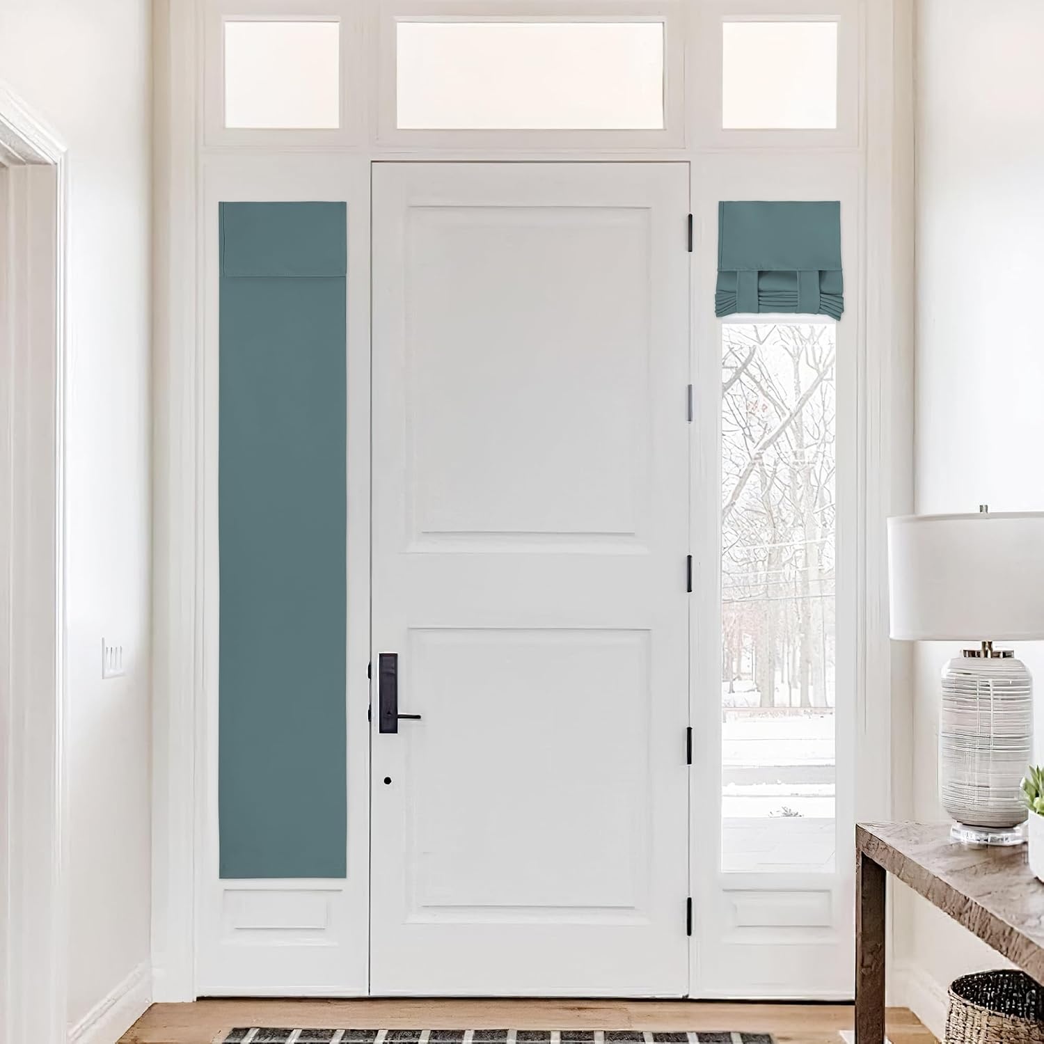 image:imageNICETOWN Grey Blackout French Door Curtain Thermal Insulated Window CoverGreyish Blue