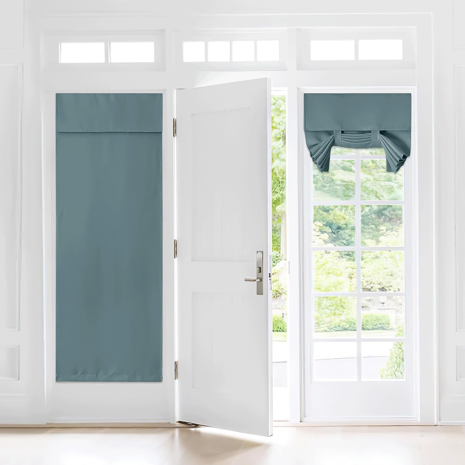 image:imageNICETOWN Grey Blackout French Door Curtain Thermal Insulated Window CoverGreyish Blue