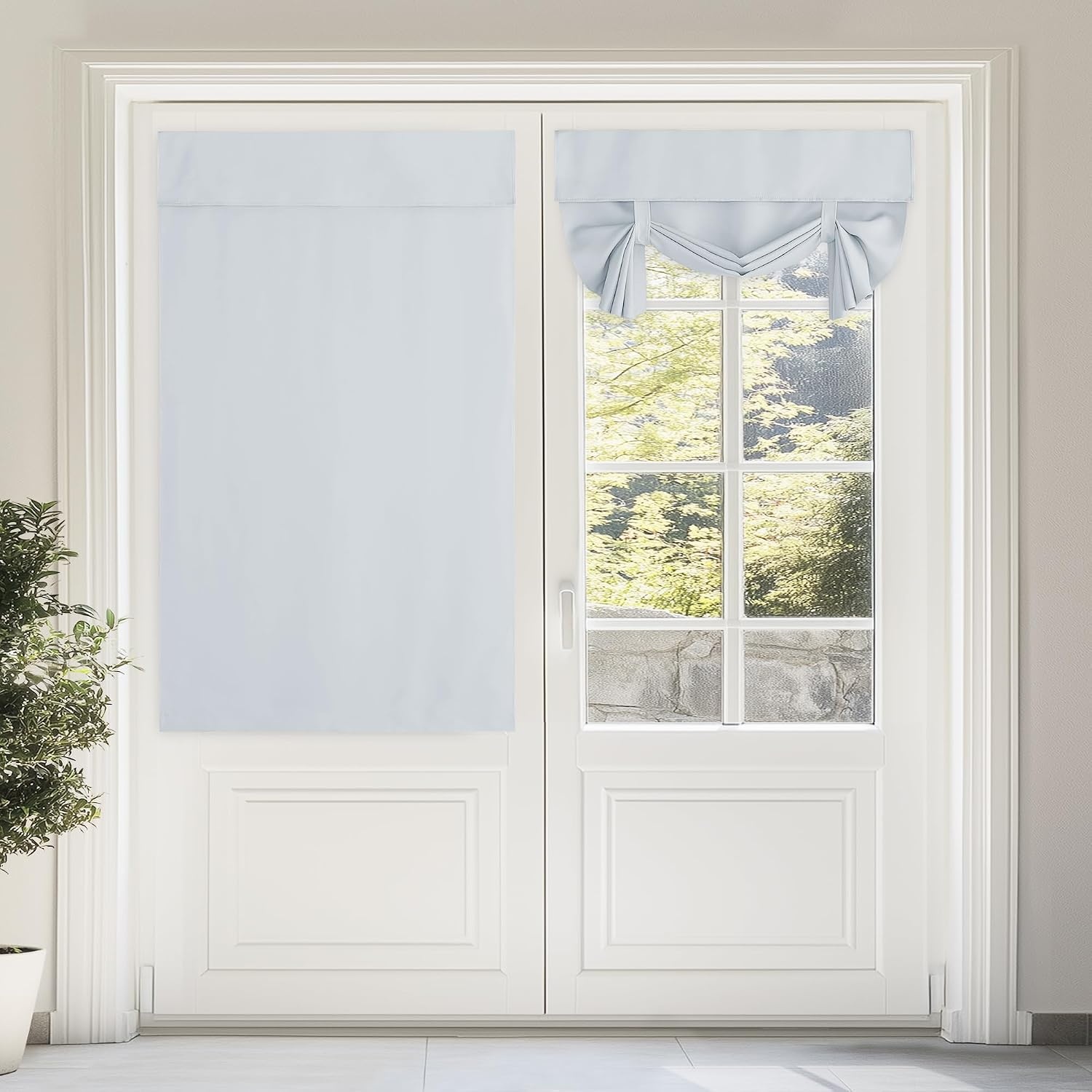 image:imageNICETOWN Grey Blackout French Door Curtain Thermal Insulated Window CoverGreyish White