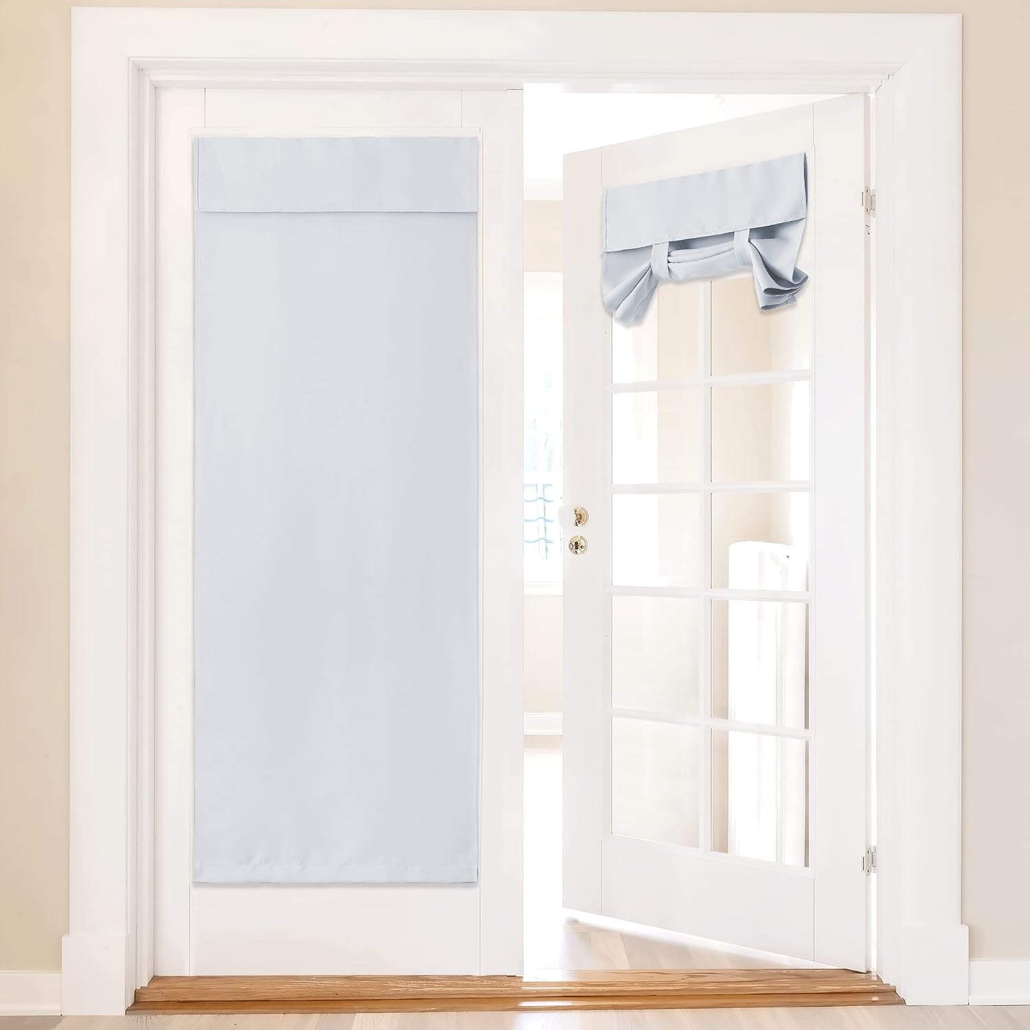 image:imageNICETOWN Grey Blackout French Door Curtain Thermal Insulated Window CoverGreyish White