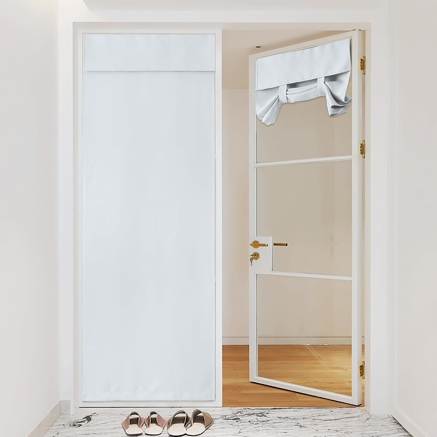 image:imageNICETOWN Grey Blackout French Door Curtain Thermal Insulated Window CoverGreyish White