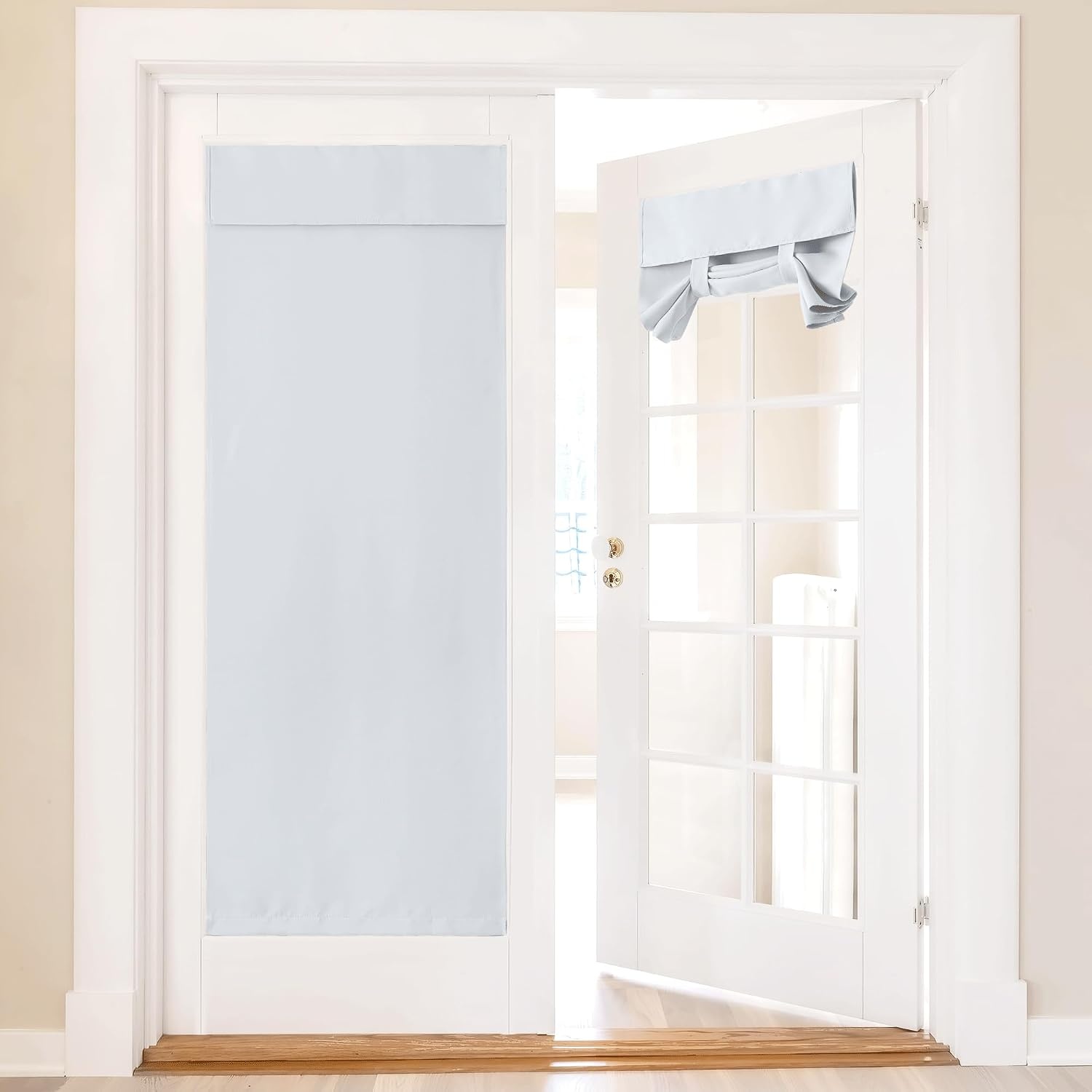 image:imageNICETOWN Grey Blackout French Door Curtain Thermal Insulated Window CoverGreyish White