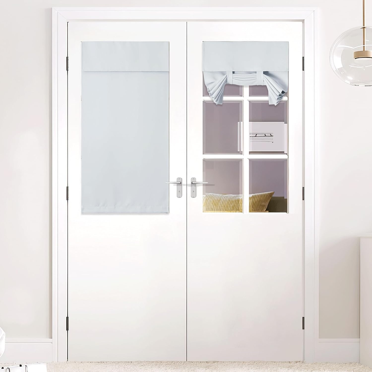 image:imageNICETOWN Grey Blackout French Door Curtain Thermal Insulated Window CoverGreyish White