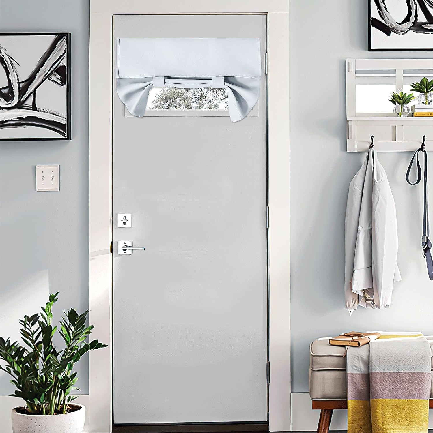 image:imageNICETOWN Grey Blackout French Door Curtain Thermal Insulated Window CoverGreyish White