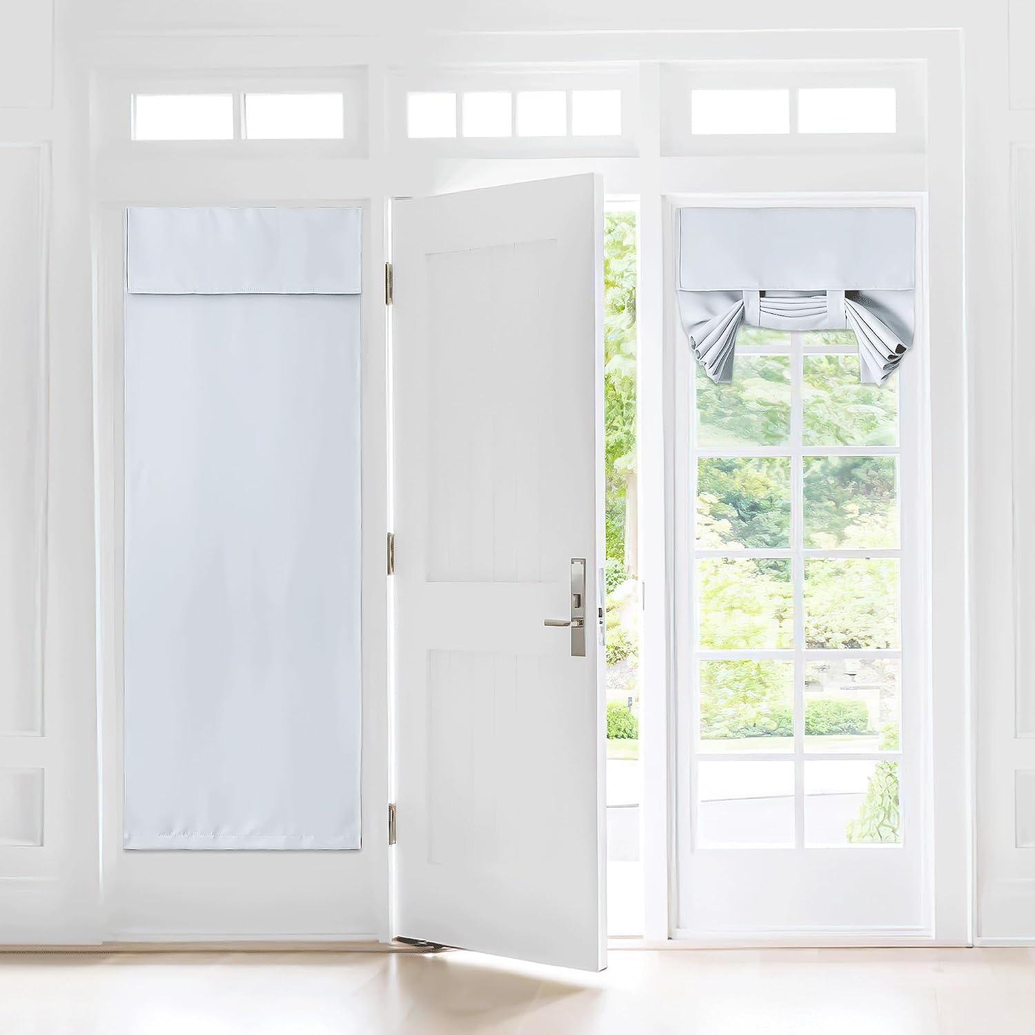 image:imageNICETOWN Grey Blackout French Door Curtain Thermal Insulated Window CoverGreyish White
