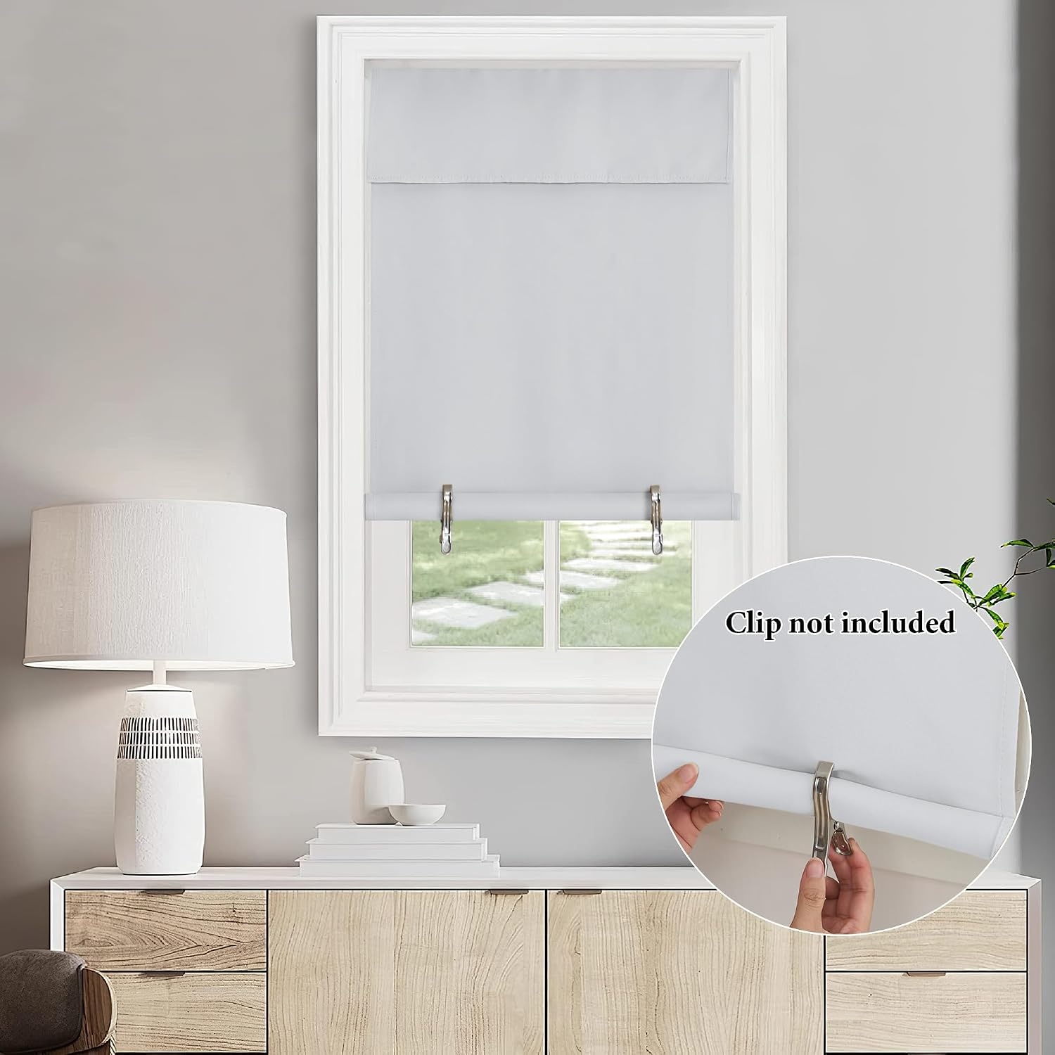 image:imageNICETOWN Grey Blackout French Door Curtain Thermal Insulated Window CoverGreyish White