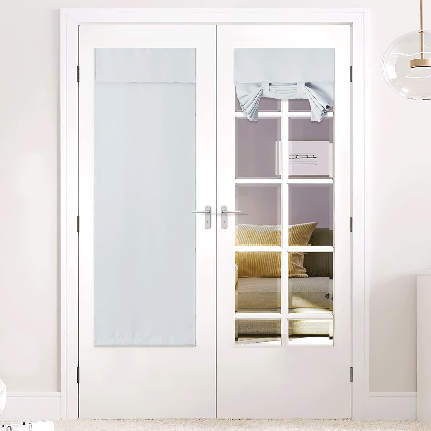image:imageNICETOWN Grey Blackout French Door Curtain Thermal Insulated Window CoverGreyish White