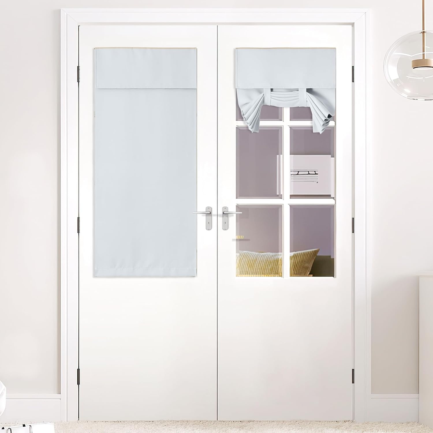 image:imageNICETOWN Grey Blackout French Door Curtain Thermal Insulated Window CoverGreyish White
