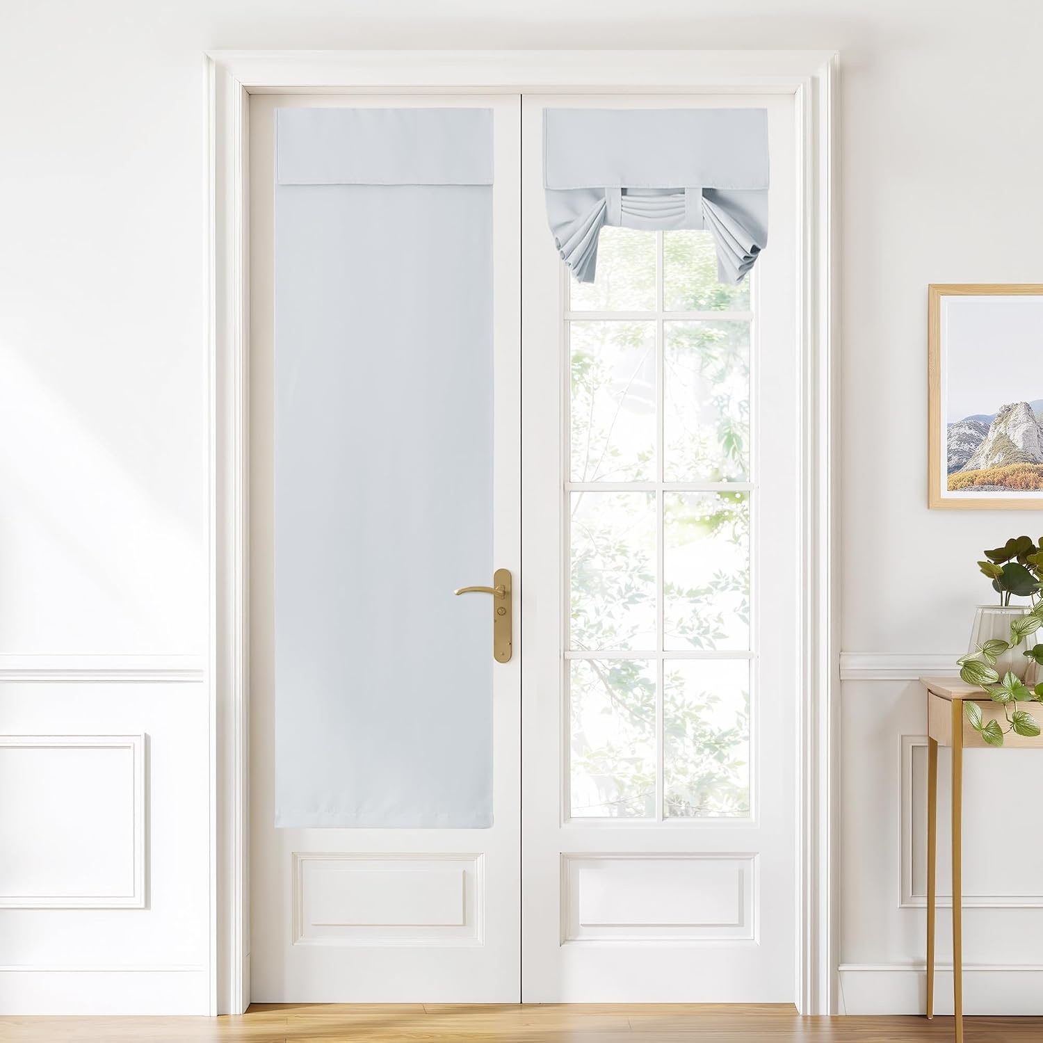 image:imageNICETOWN Grey Blackout French Door Curtain Thermal Insulated Window CoverGreyish White