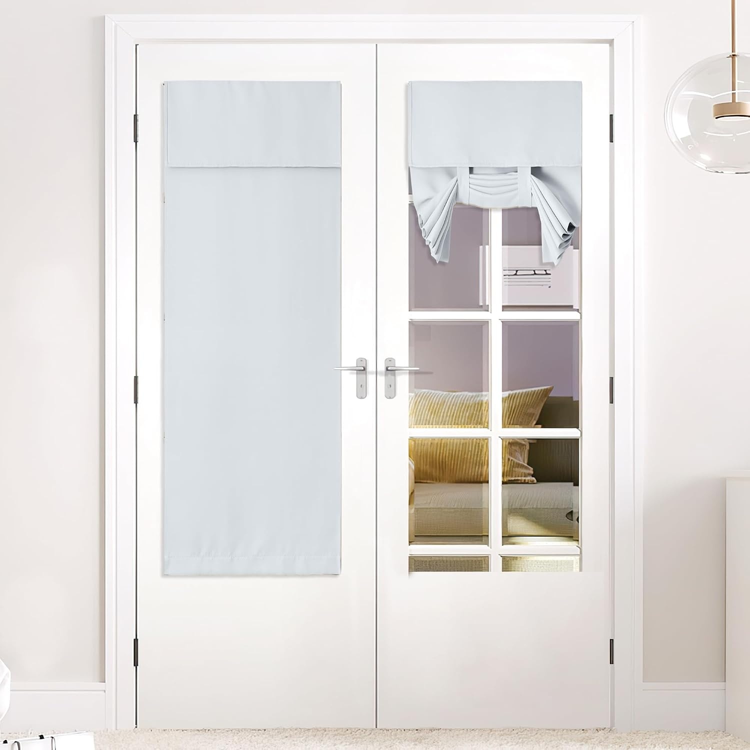 image:imageNICETOWN Grey Blackout French Door Curtain Thermal Insulated Window CoverGreyish White