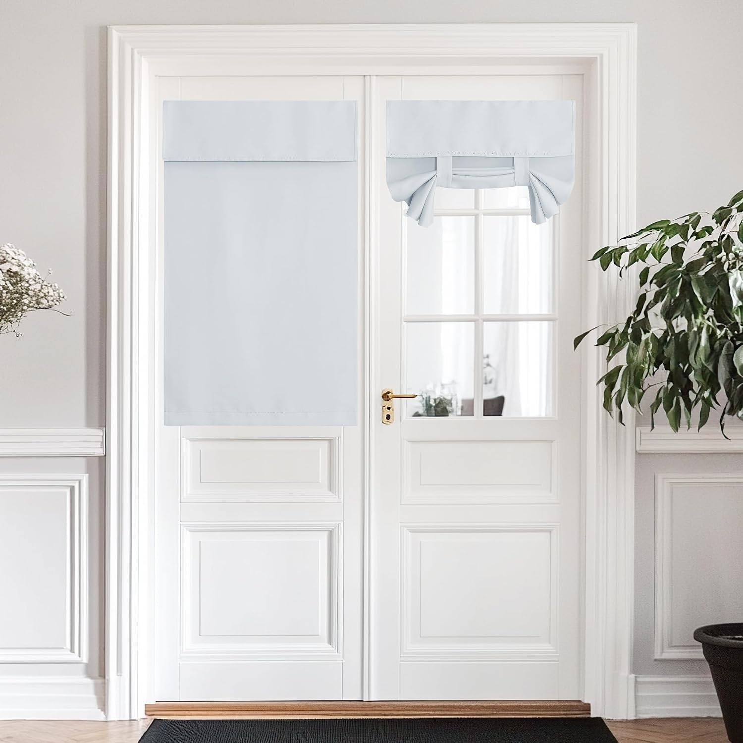 image:imageNICETOWN Grey Blackout French Door Curtain Thermal Insulated Window CoverGreyish White