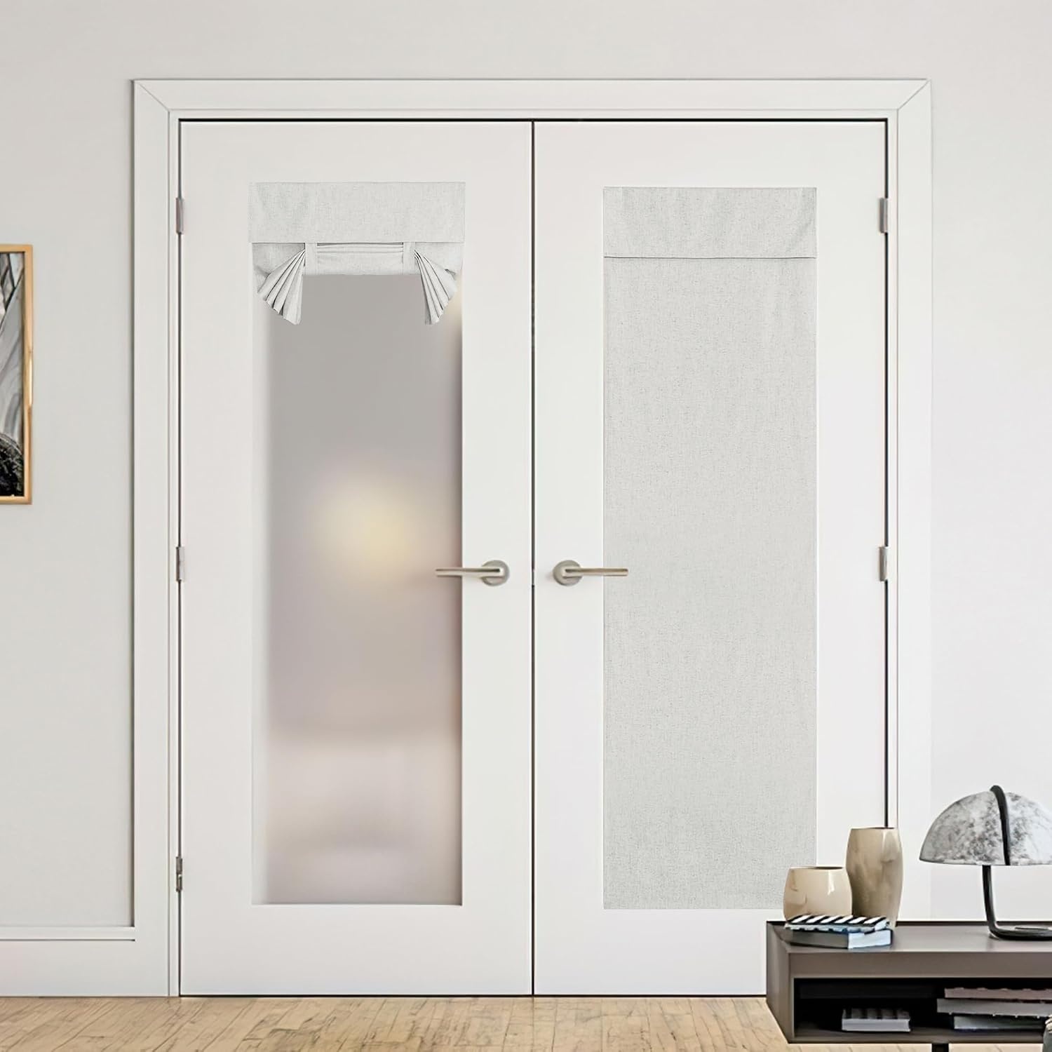 image:imageNICETOWN Grey Blackout French Door Curtain Thermal Insulated Window CoverIvory White