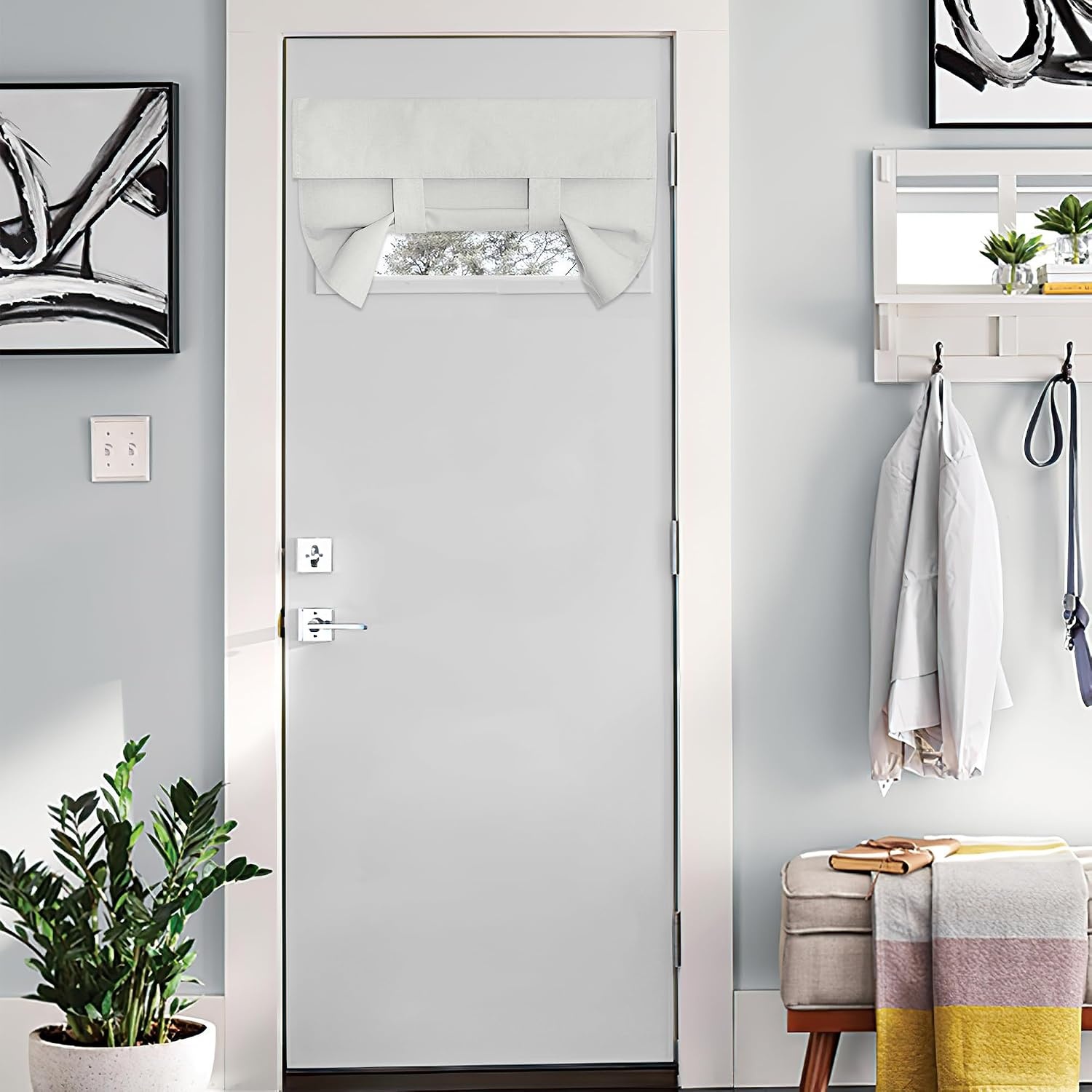 image:imageNICETOWN Grey Blackout French Door Curtain Thermal Insulated Window CoverIvory White