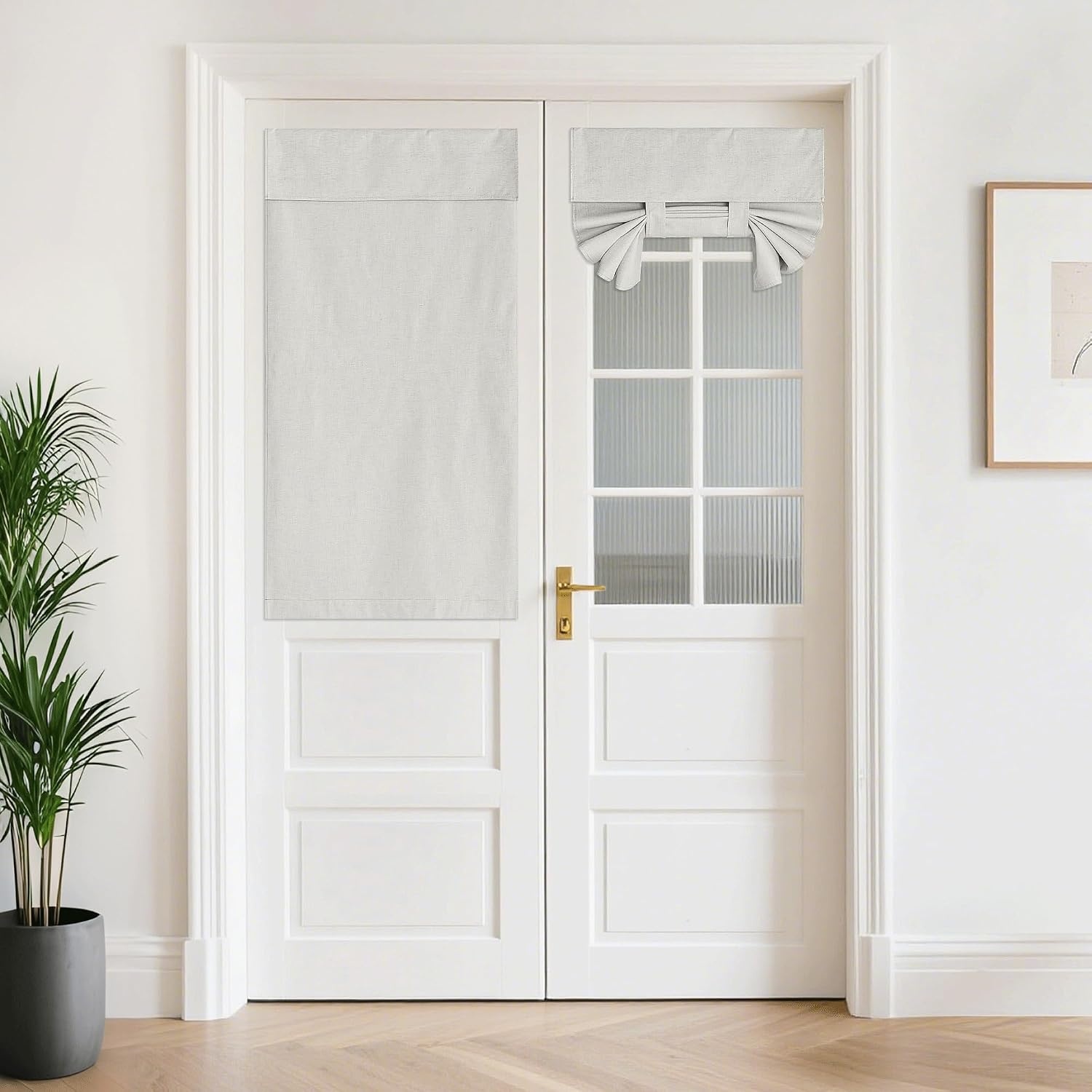 image:imageNICETOWN Grey Blackout French Door Curtain Thermal Insulated Window CoverIvory White
