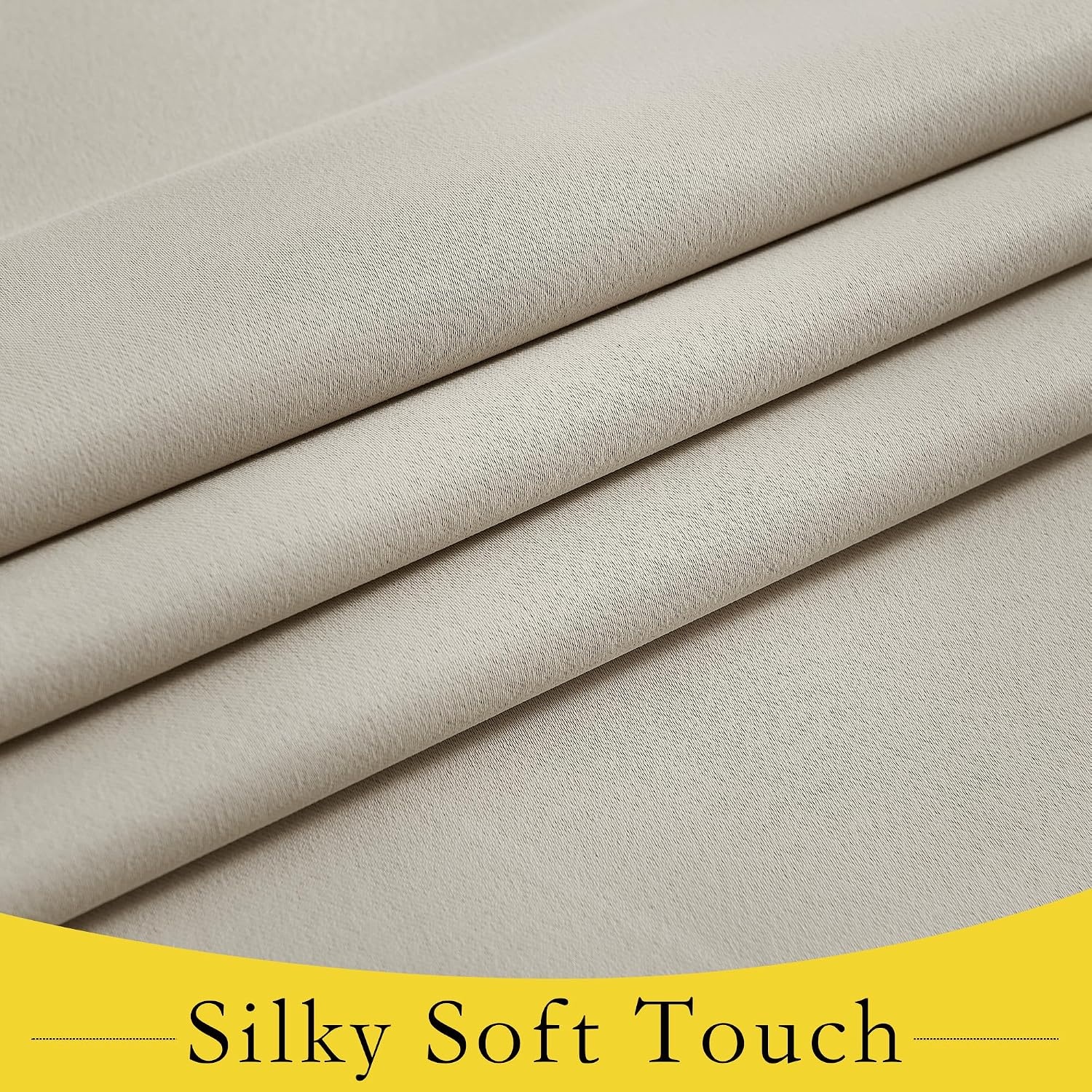 image:imageNICETOWN Grey Blackout French Door Curtain Thermal Insulated Window CoverLight Flaxen