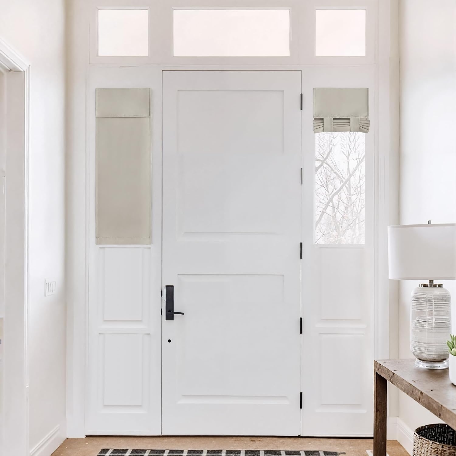 image:imageNICETOWN Grey Blackout French Door Curtain Thermal Insulated Window CoverLight Flaxen