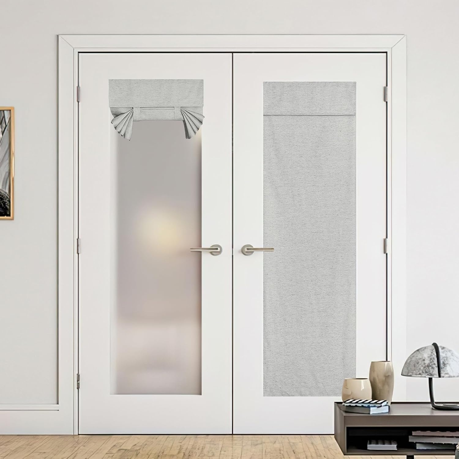image:imageNICETOWN Grey Blackout French Door Curtain Thermal Insulated Window CoverLight Grey