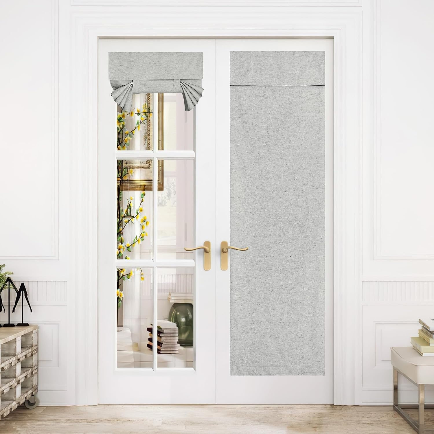 image:imageNICETOWN Grey Blackout French Door Curtain Thermal Insulated Window CoverLight Grey