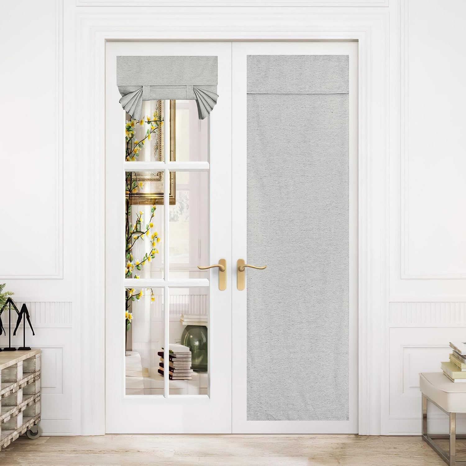 image:imageNICETOWN Grey Blackout French Door Curtain Thermal Insulated Window CoverLight Grey