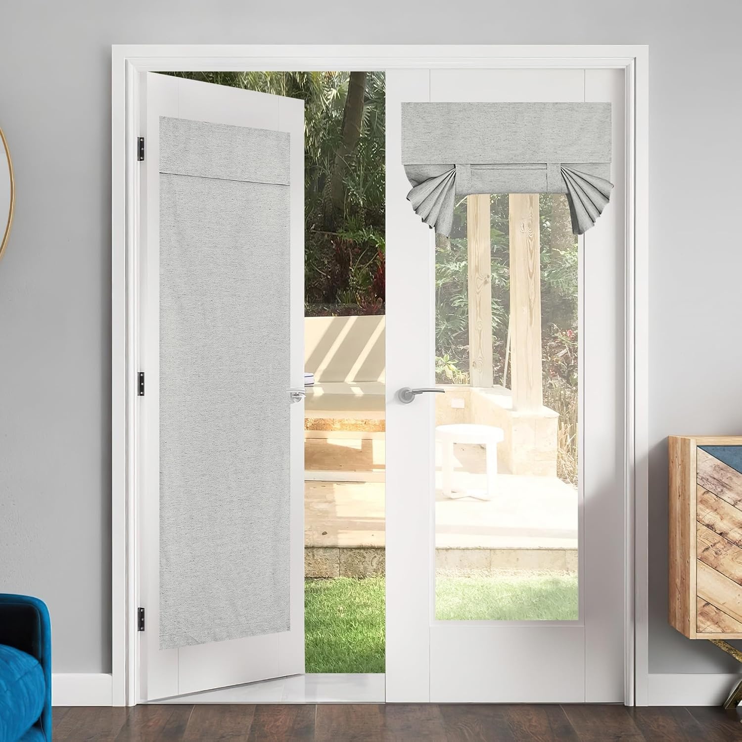 image:imageNICETOWN Grey Blackout French Door Curtain Thermal Insulated Window CoverLight Grey