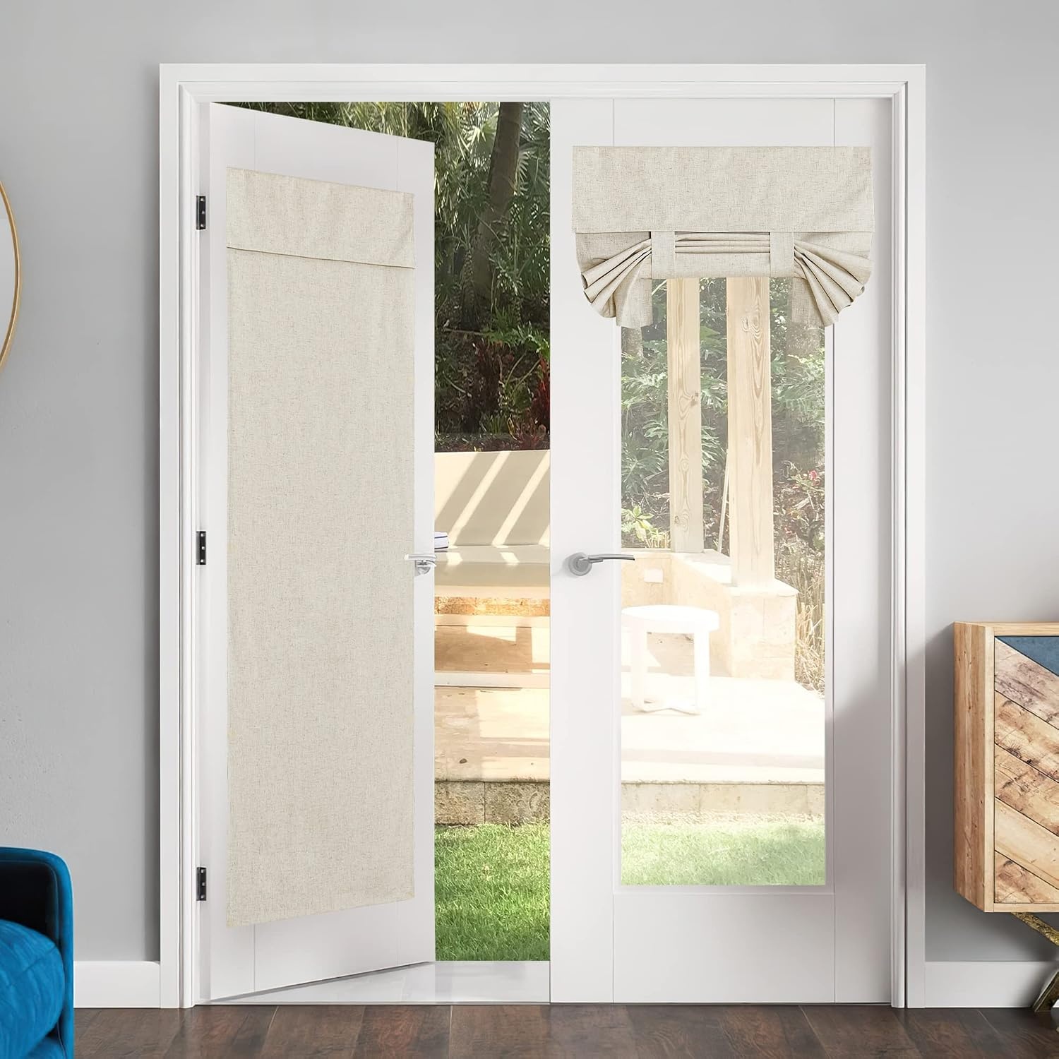 image:imageNICETOWN Grey Blackout French Door Curtain Thermal Insulated Window CoverNatural