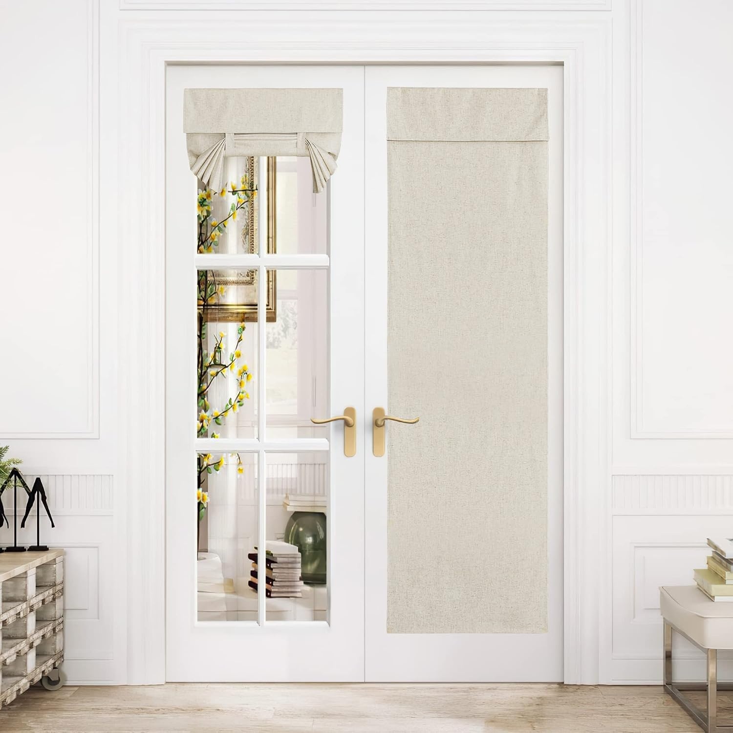 image:imageNICETOWN Grey Blackout French Door Curtain Thermal Insulated Window CoverNatural