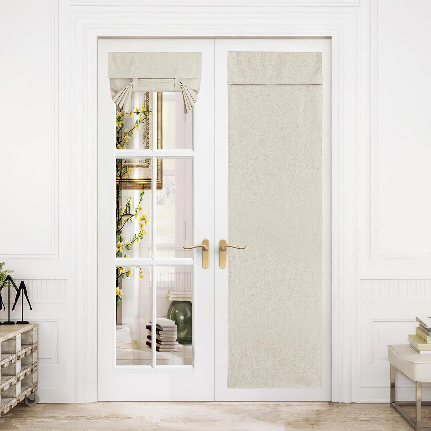 image:imageNICETOWN Grey Blackout French Door Curtain Thermal Insulated Window CoverNatural