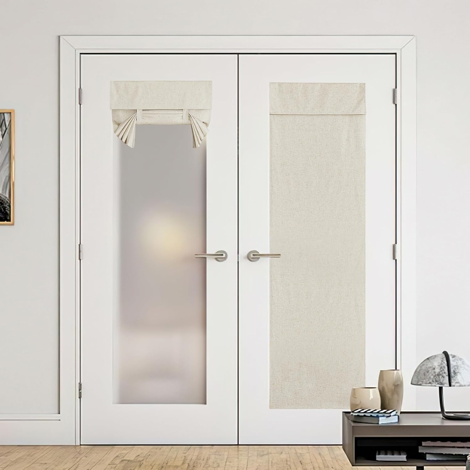image:imageNICETOWN Grey Blackout French Door Curtain Thermal Insulated Window CoverNatural
