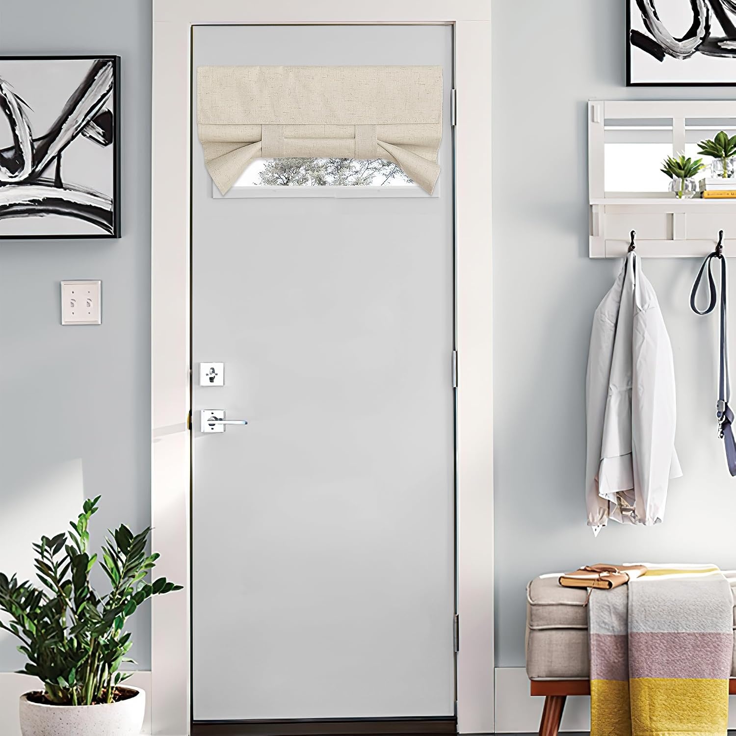 image:imageNICETOWN Grey Blackout French Door Curtain Thermal Insulated Window CoverNatural