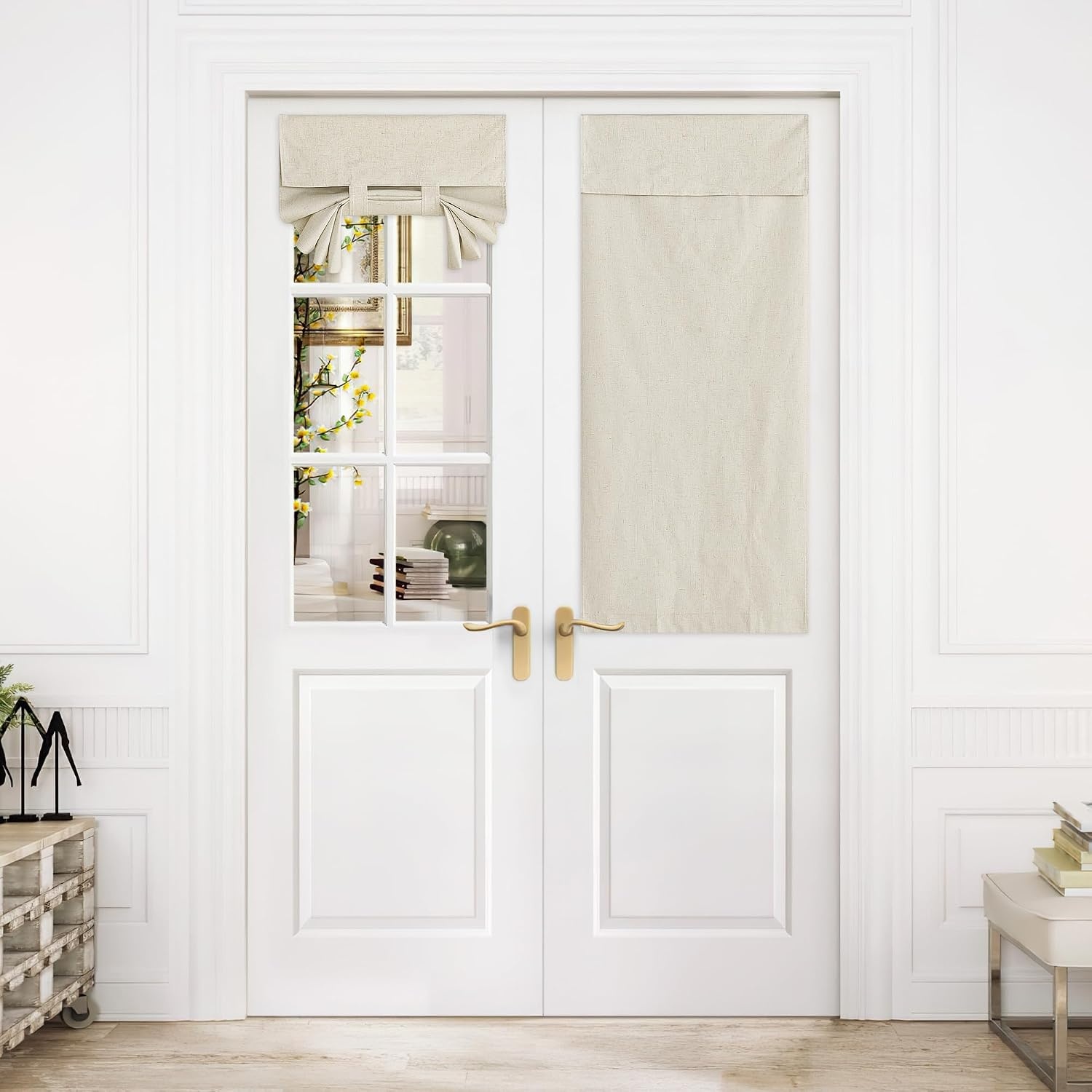 image:imageNICETOWN Grey Blackout French Door Curtain Thermal Insulated Window CoverNatural