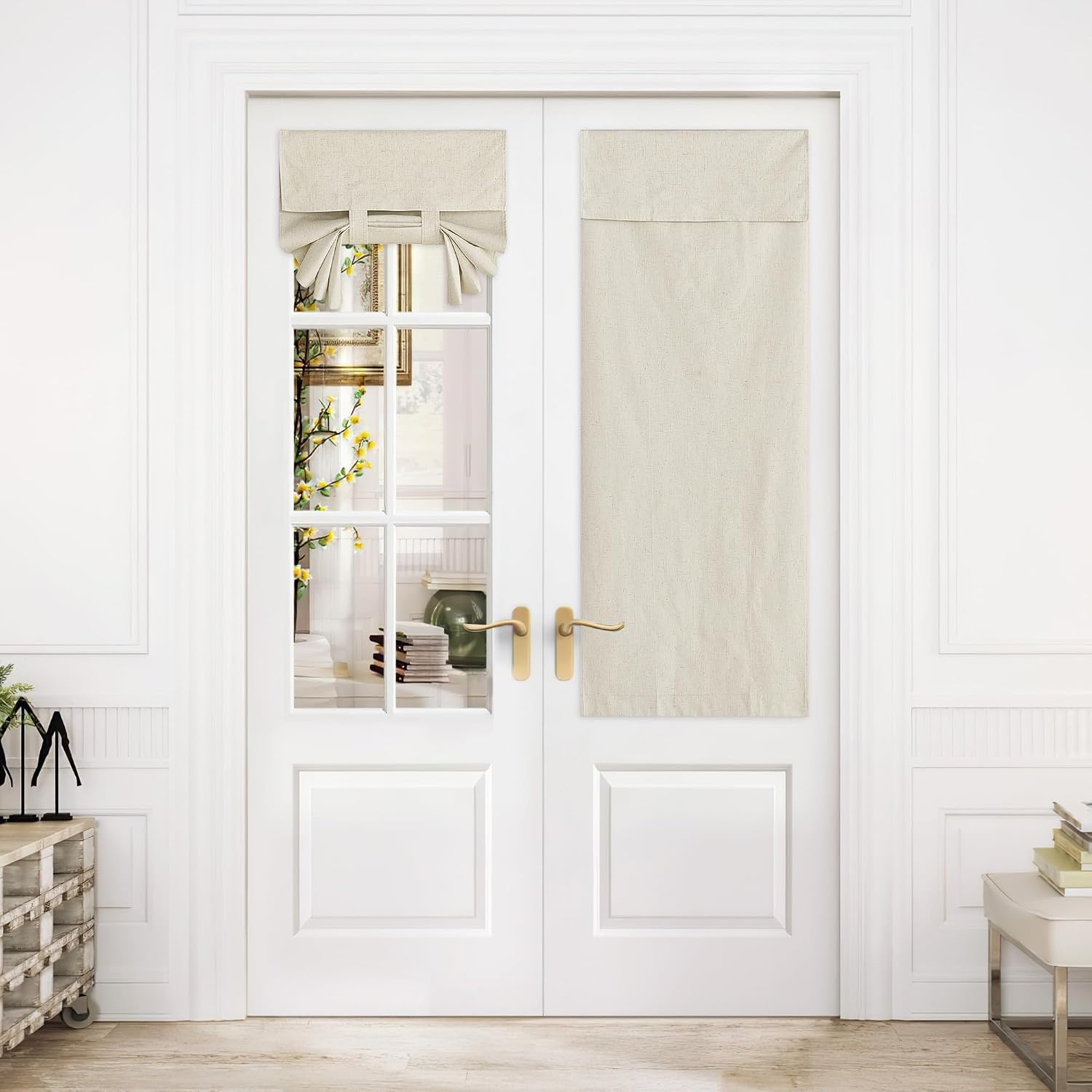 image:imageNICETOWN Grey Blackout French Door Curtain Thermal Insulated Window CoverNatural