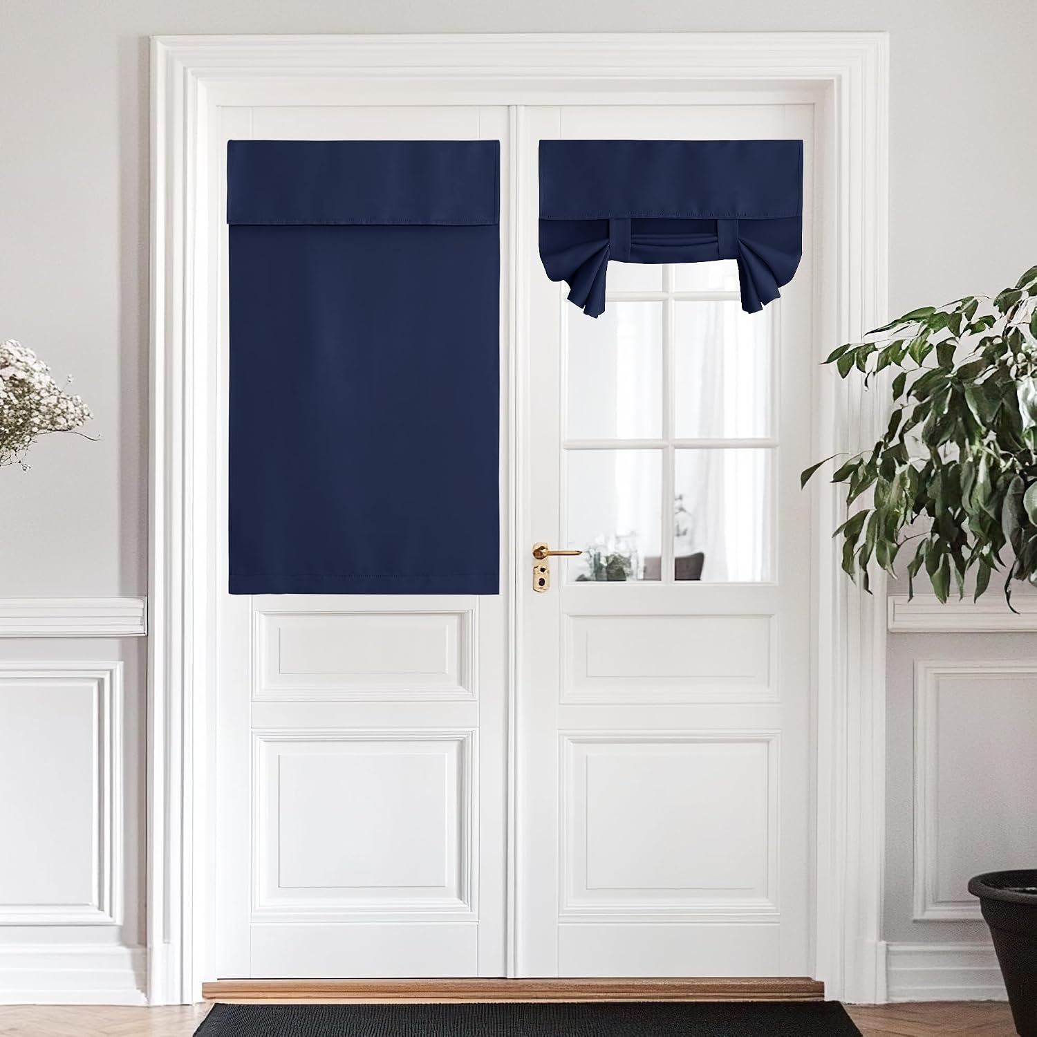 image:imageNICETOWN Grey Blackout French Door Curtain Thermal Insulated Window CoverNavy